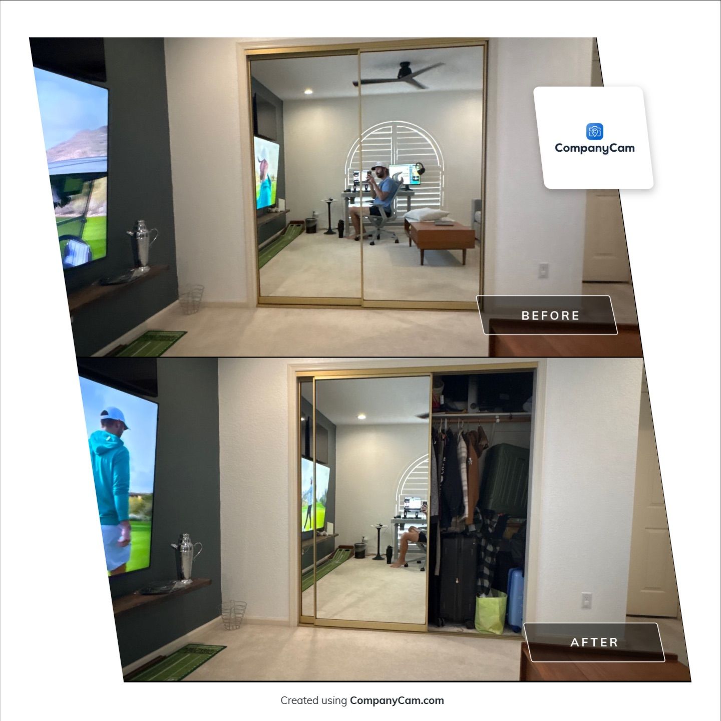Phoenix Home Office Upgrade with Shutter Installation and AV Mounting by CompanyCam Sales Demo