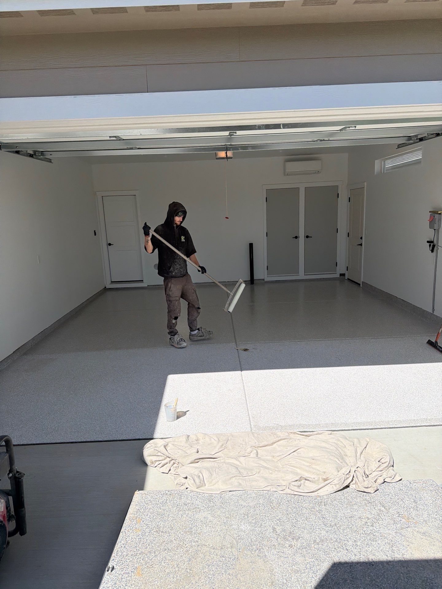 Limestone Hybrid Garage Floor Transformation in Coeur d'Alene by Croc Coatings, LLC