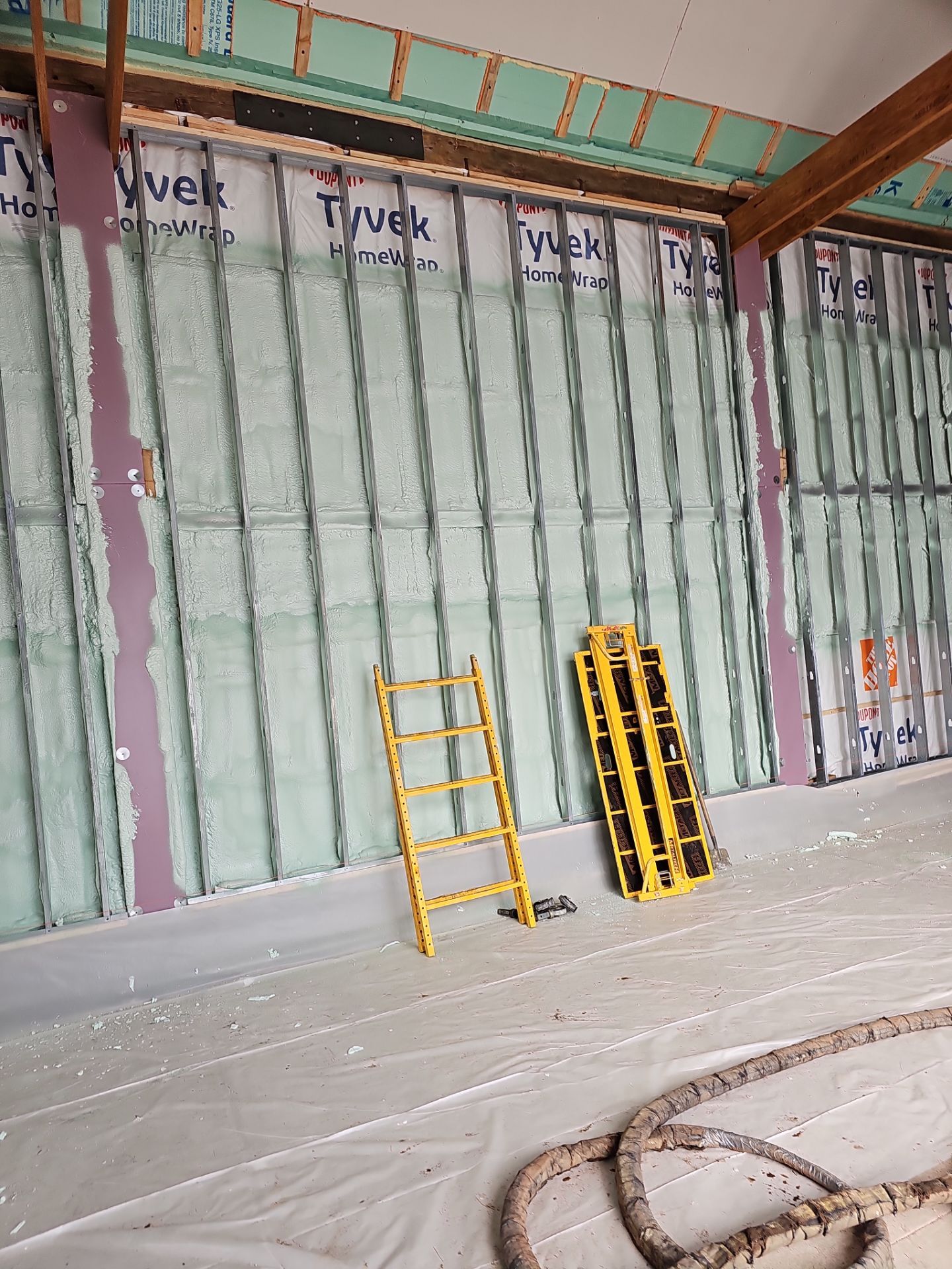 Exterior Installation using Closed Cell Spray Foam by NYS Foam & Energy