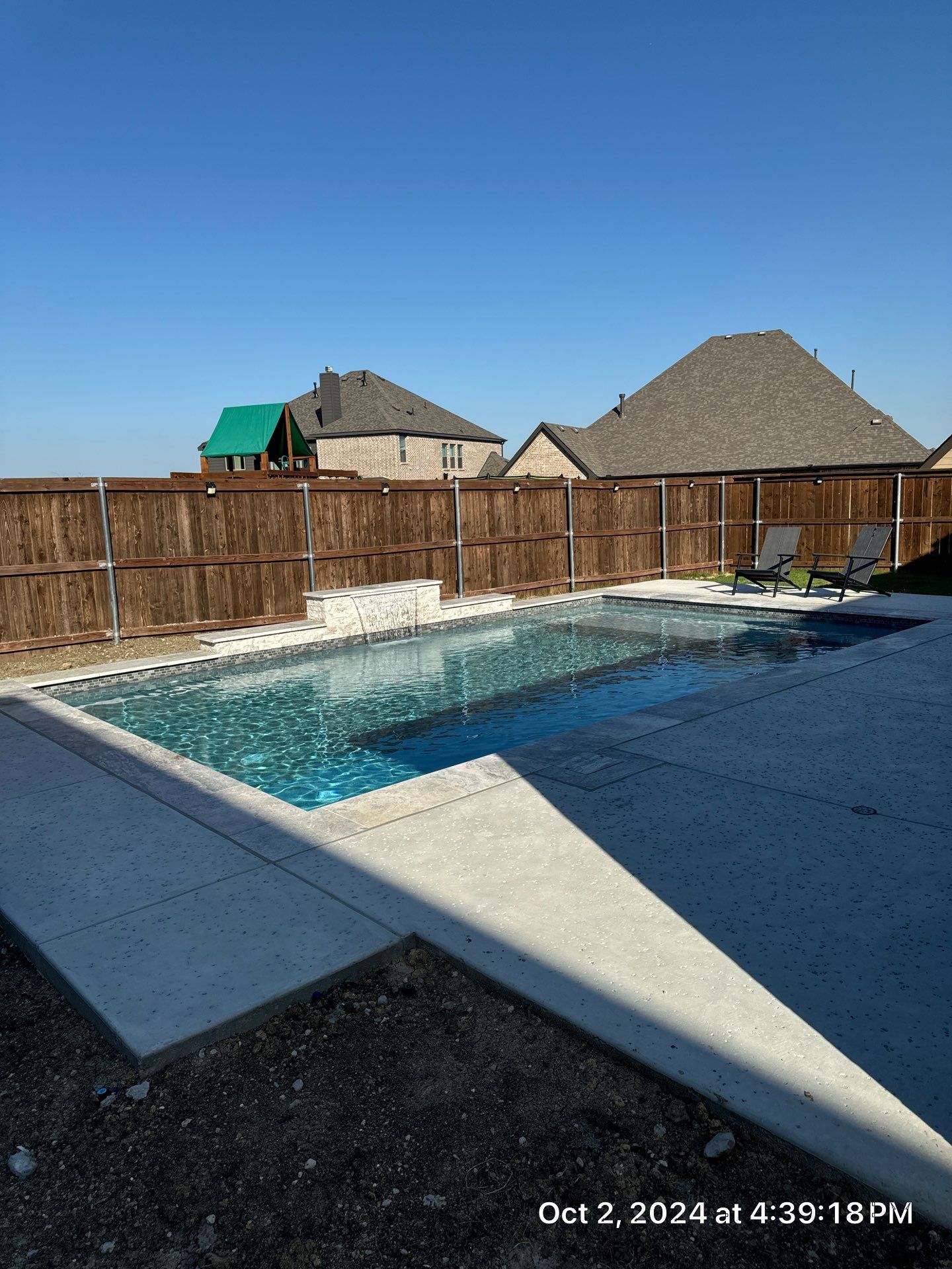 Geometric Pool with Raised Water Feature Wall by Pinnacle Pools and Spas - DFW