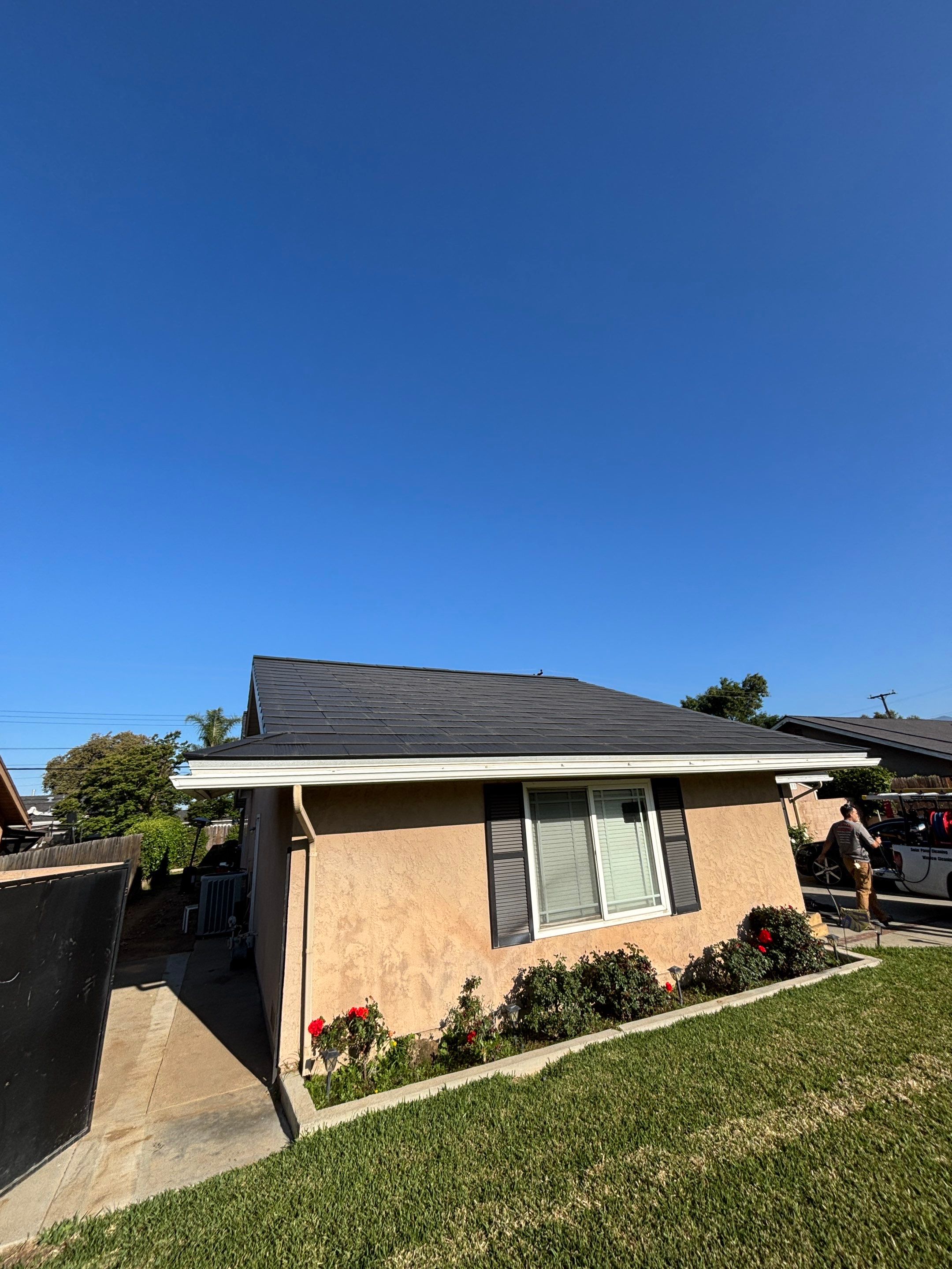 Tesla Roof Cleaning in La Verne Ca by Palm Coast Solar Cleaning