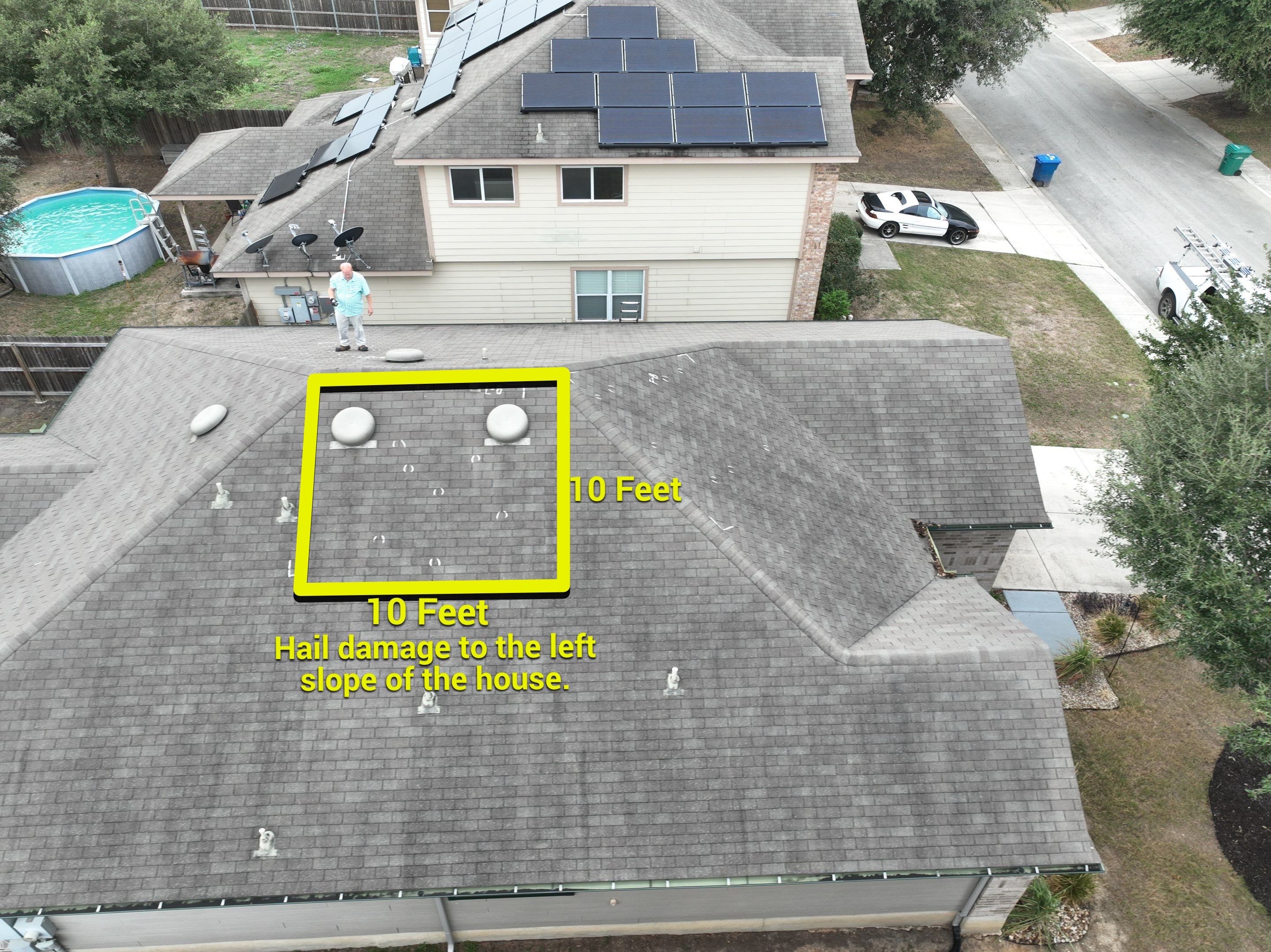 Hail Damage Roof Inspection using Roof and Drone Inspection by Premier Roofing and Contracting