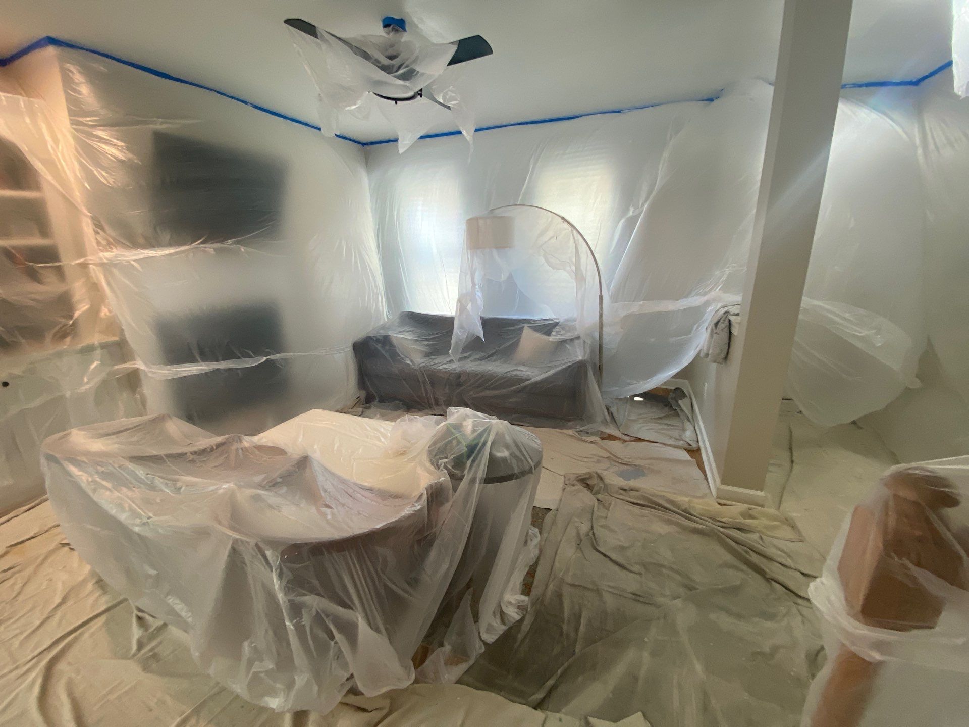 Drywall damage repair and repaint by GonzalezPainters & Contractors Inc 
