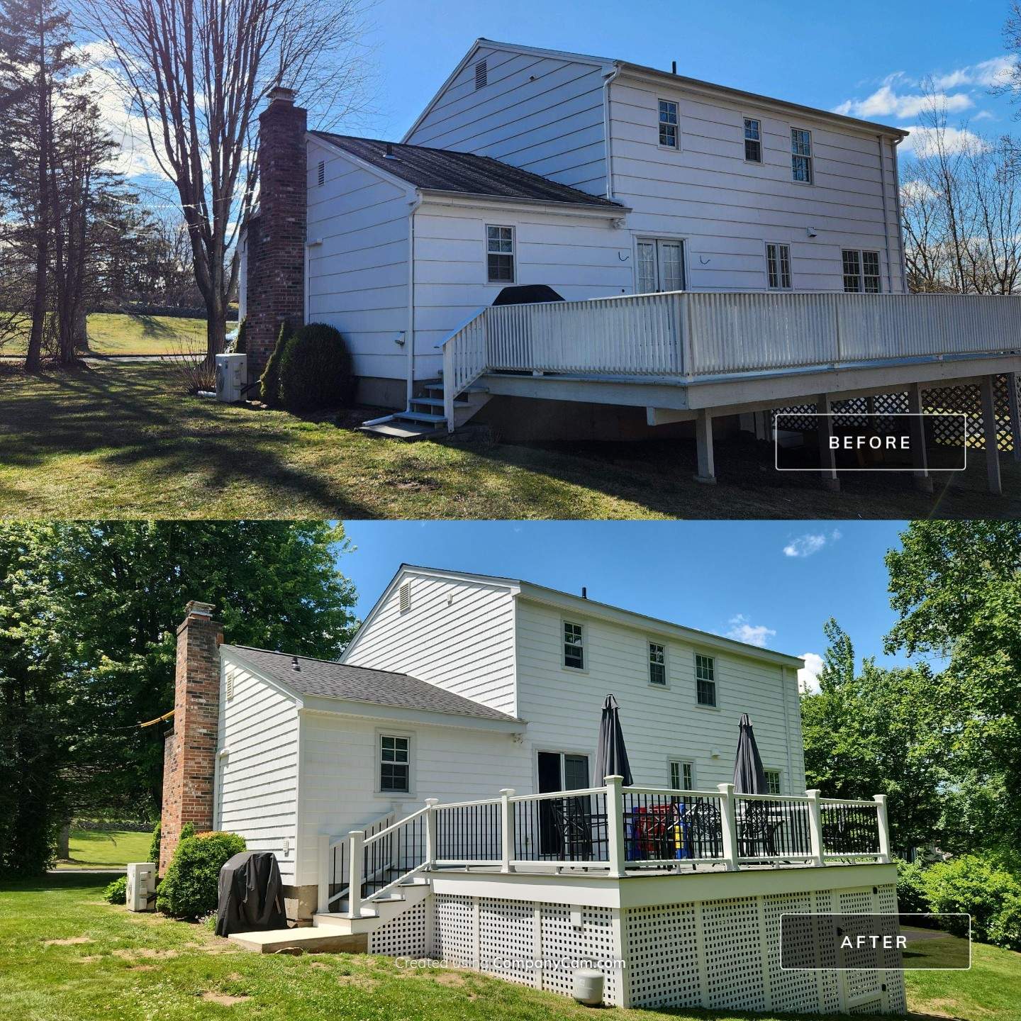 Siding update with Cert Cedar Impressions D/7 perfection straight bottom, White & Cert. Monogram D/4 x 25' clapboard, White by DiGiorgi Roofing and Siding Inc