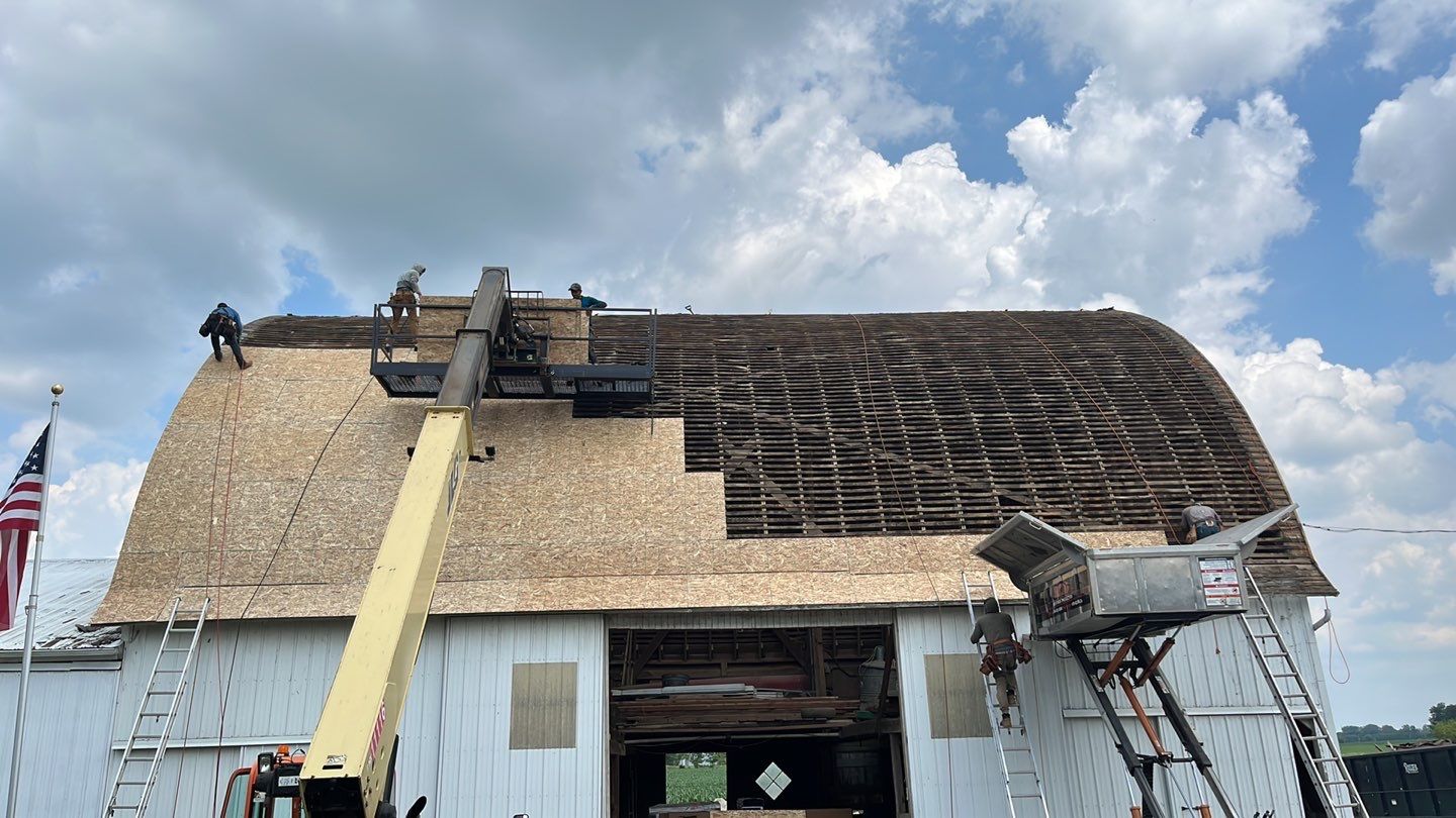 Barn Roofing Installation using GAF Timberline HDZ Charcoal by Nitro Roofing and Construction