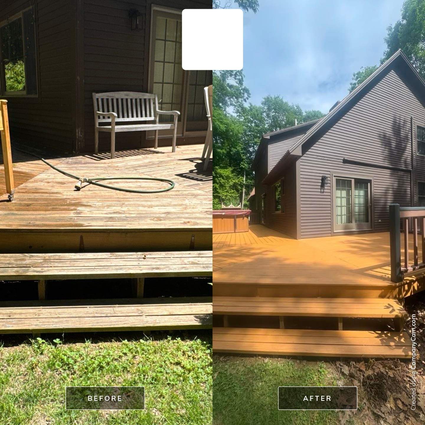 Exterior Siding Repairs and Multi-Level Deck Refinishing in Augusta by Picture Perfect Pro Painting