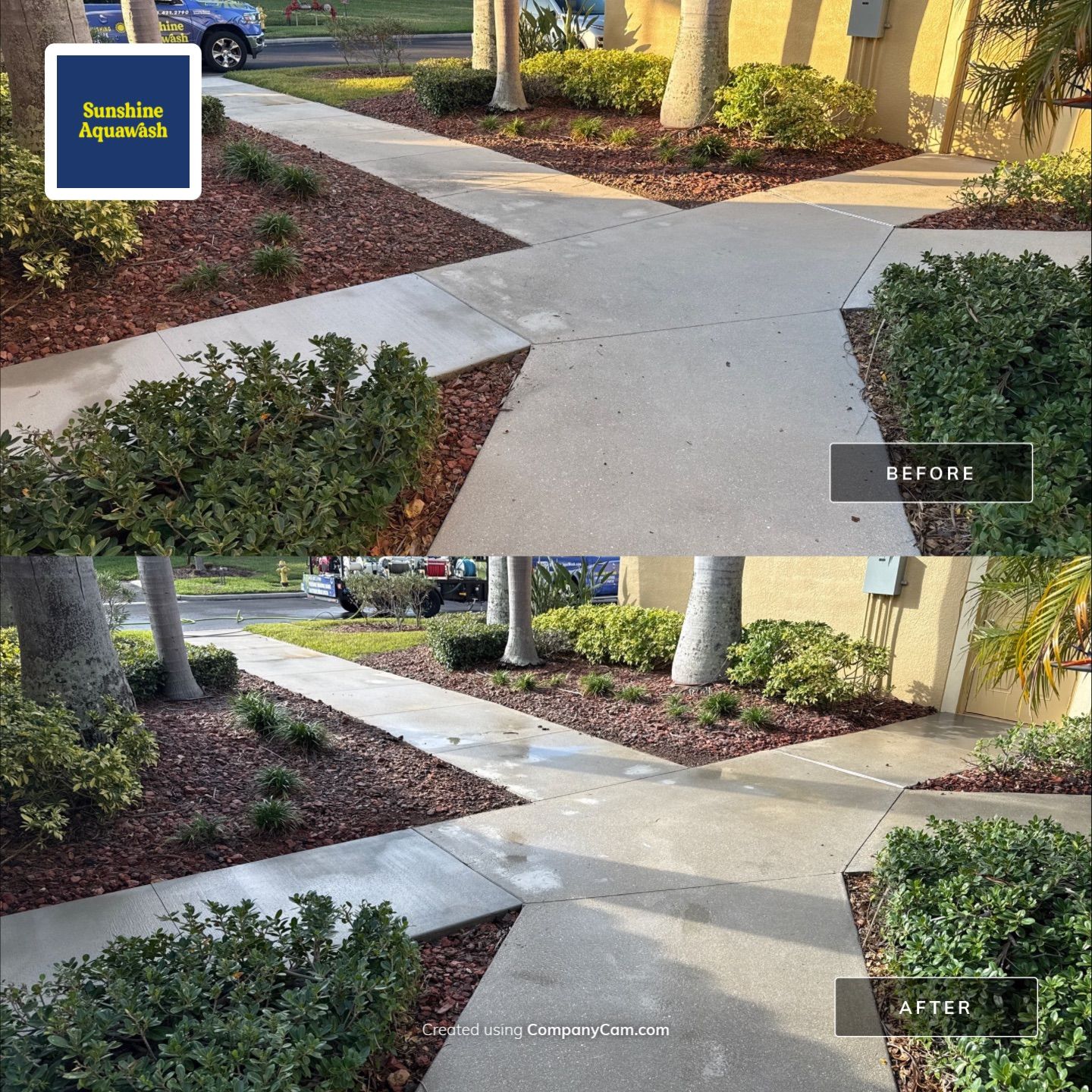 HOA Condo Concrete Driveway & Sidewalk Cleaning – River Strand Community, Bradenton, FL by Sunshine AquaWash