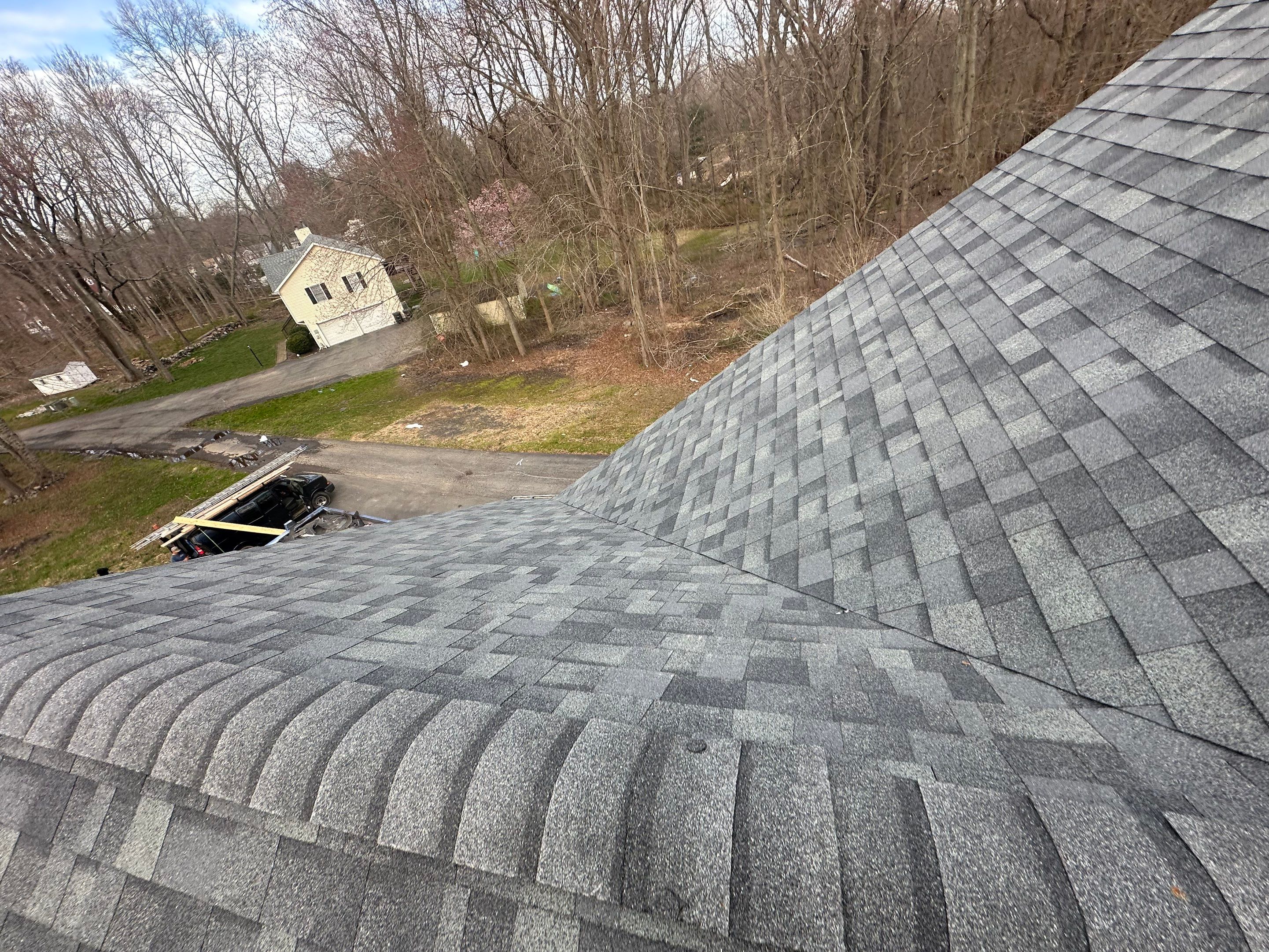 Residential Roofing Installation using Owens Corning TruDefinition Duration AR - Estate Gray & New Harvey Windows by A Plus Exterior