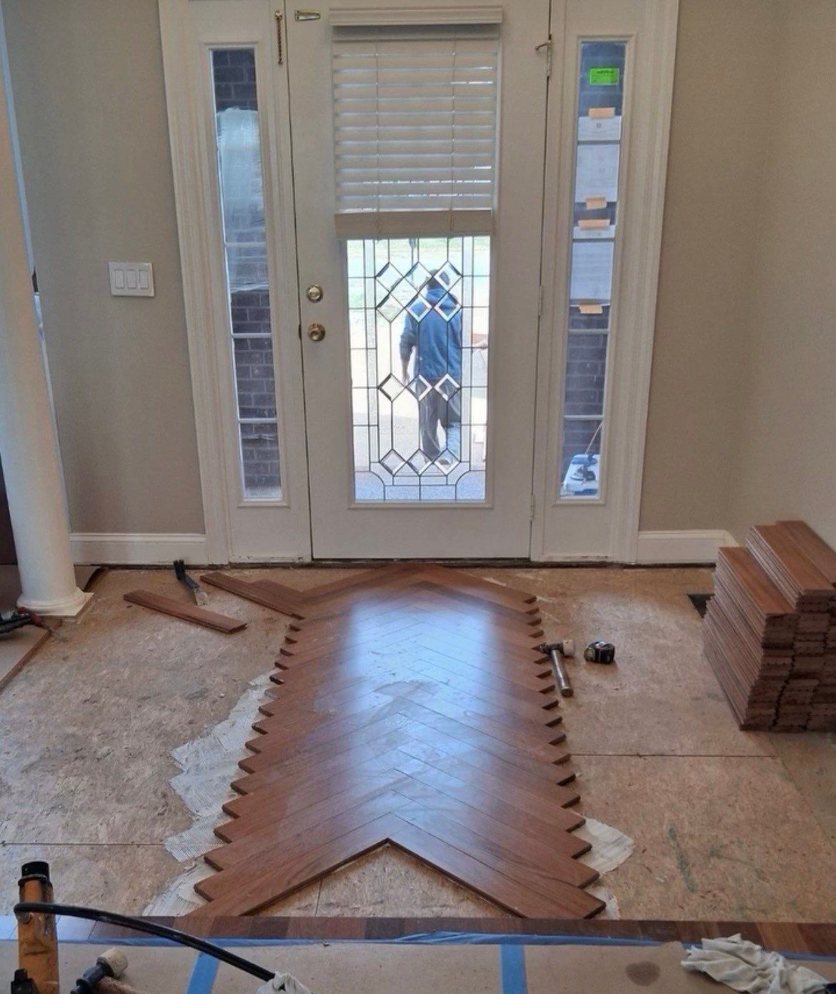 Work-in-progress wood floors for remodel by Footprints Floors of Nashville