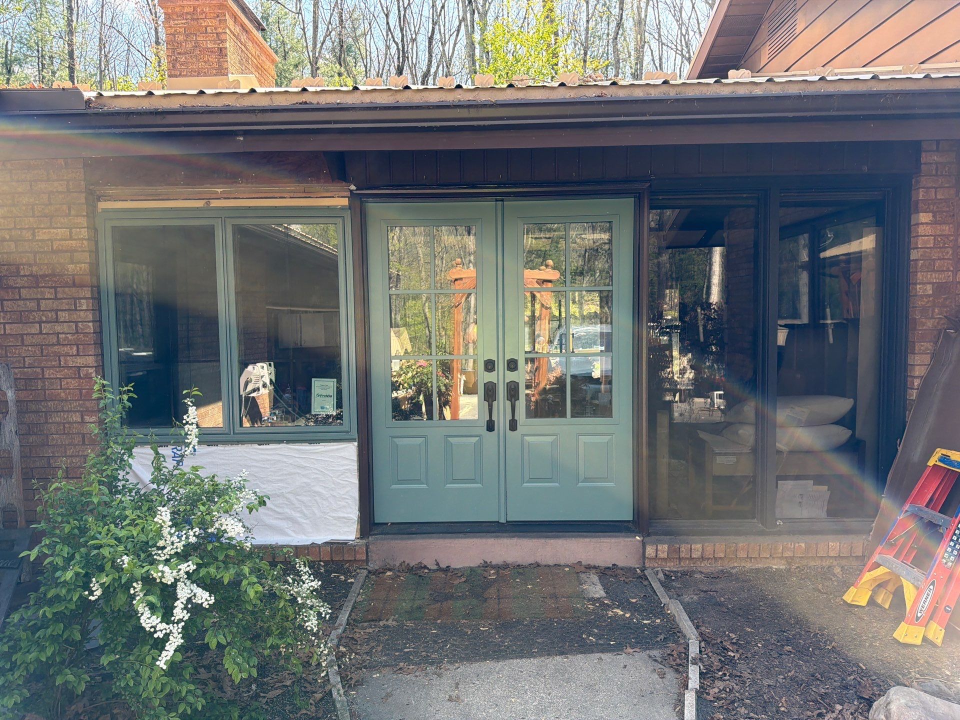 Sage Green Entry Door Replacement and Window Installation in Lykens by Esh Builders