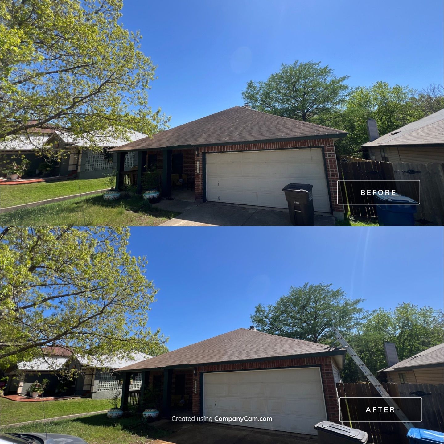 Shingle Roof Wash Project in San Antonio by Bright Choice