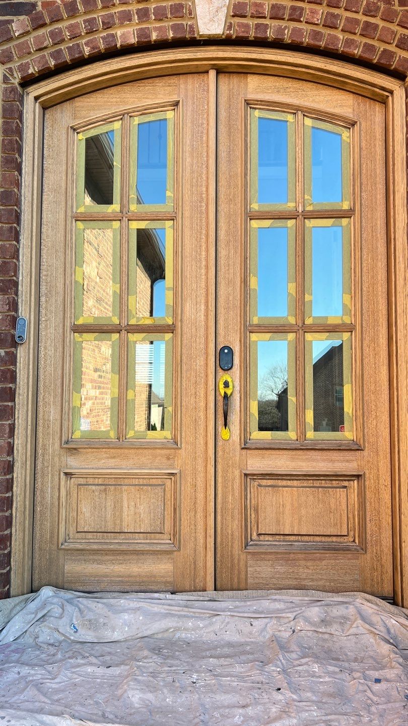 Front door refinishing  using Rubio Monocoat  by Nashville House Painters 
