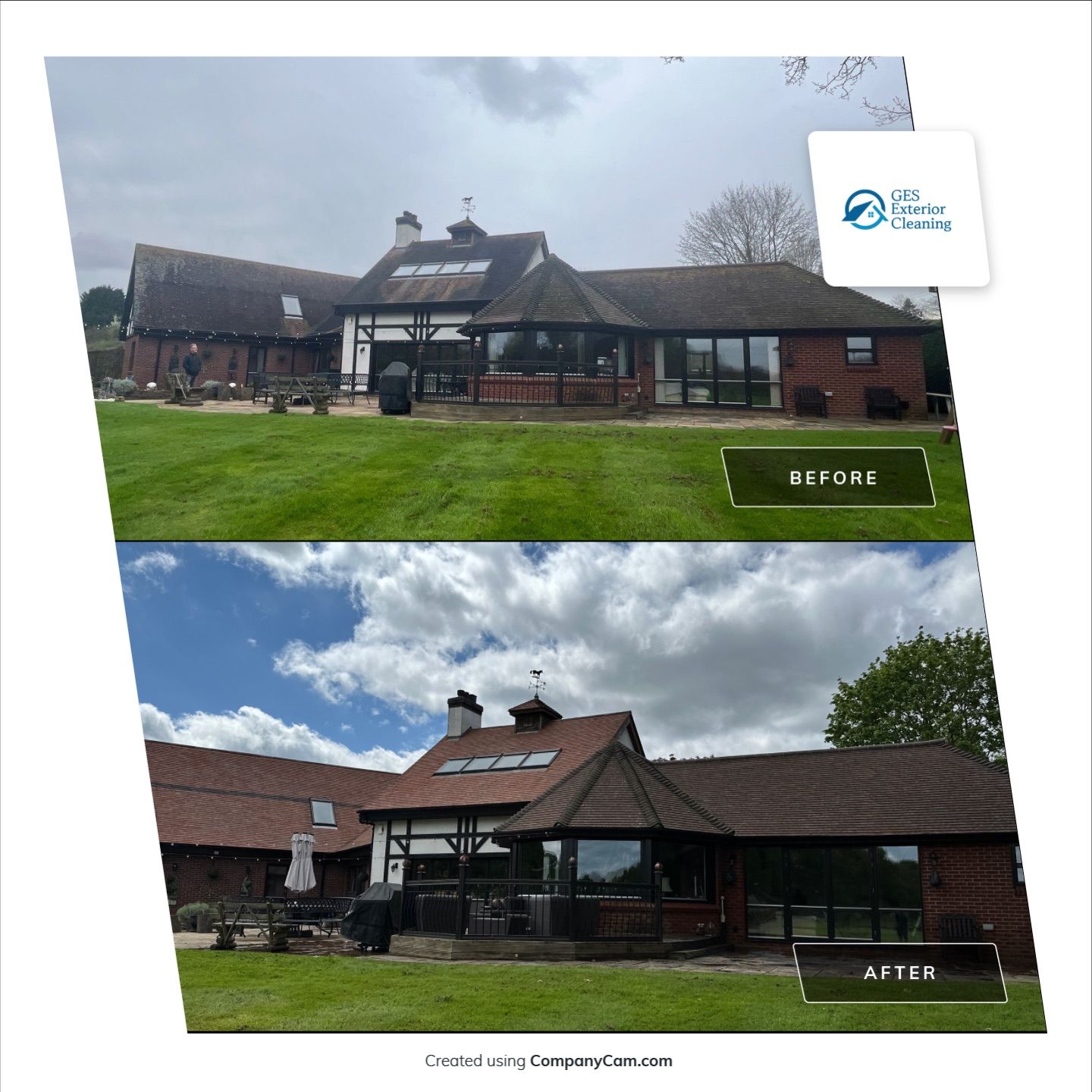 Roof Clean  - Moss Removal - Gutter Clean using Honda 15lpm Low Pressure Washing Machine by Ges Exterior Cleaning ltd