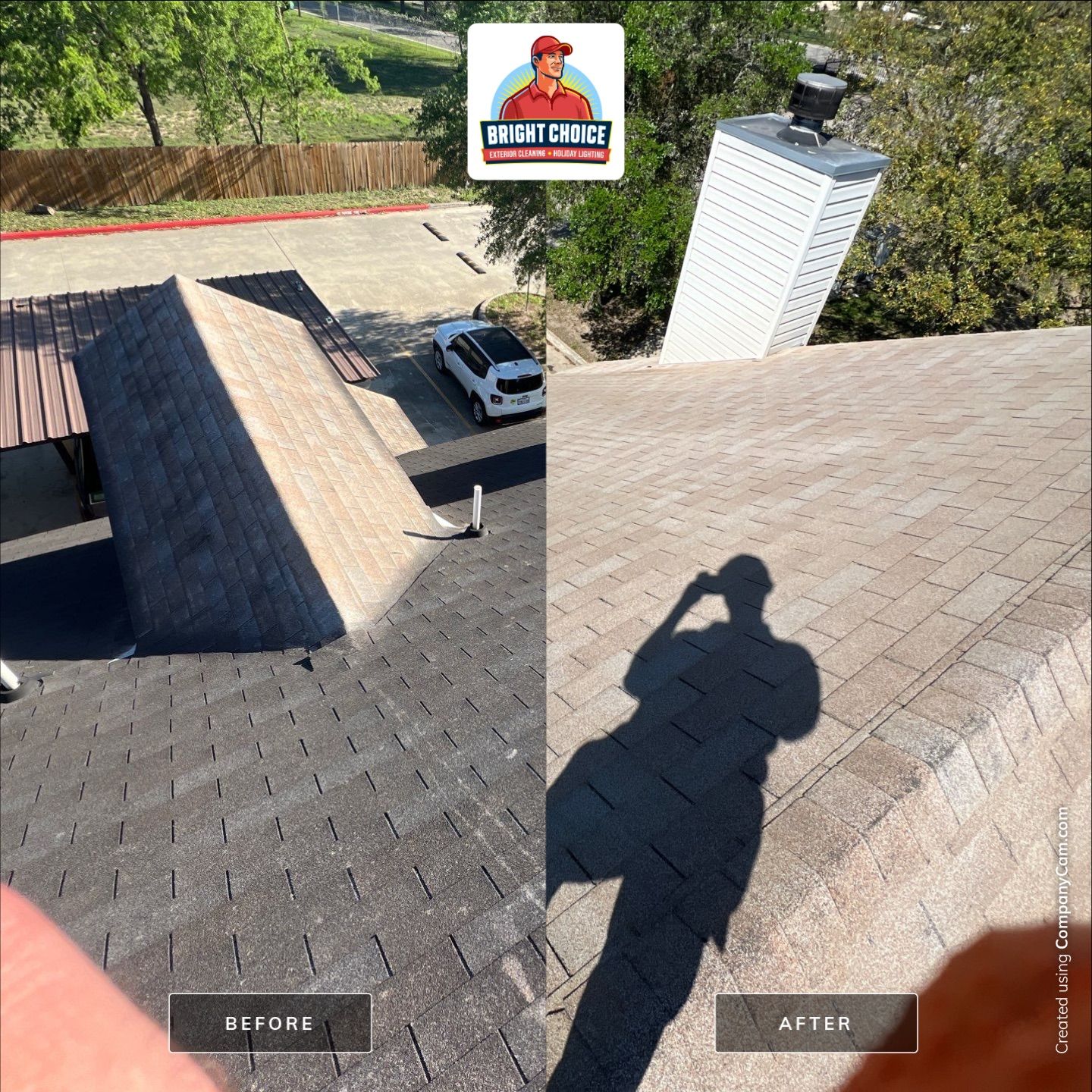 Shingle Roof Washing Project in San Antonio by Bright Choice