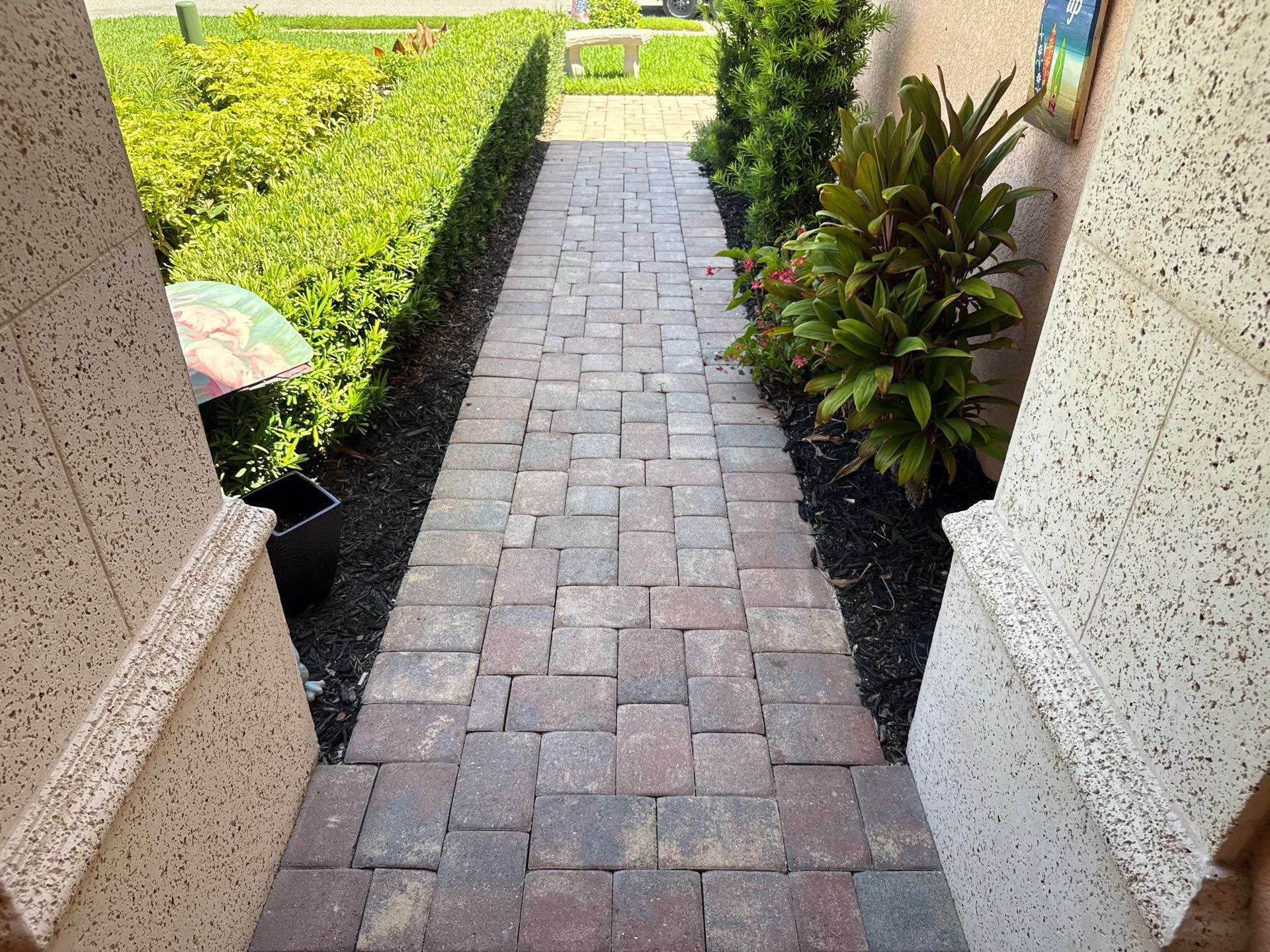 Paver Driveway, Sidewalk & Curbing Cleaning — Bougainvillea Place, Ellenton, FL by Sunshine AquaWash