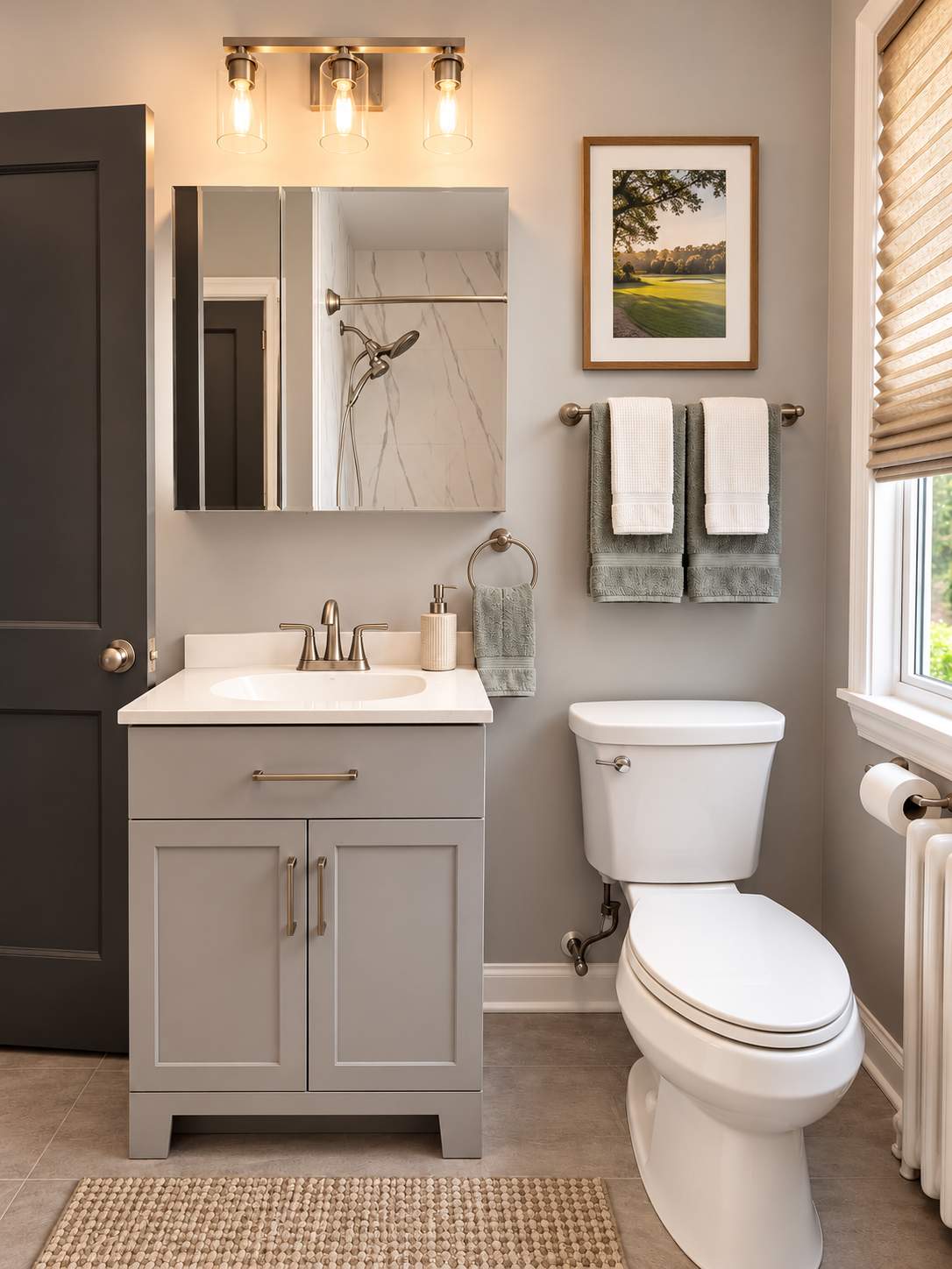 Modern Bathroom Remodel with Marble-Look Tub Surround by Remodel Now
