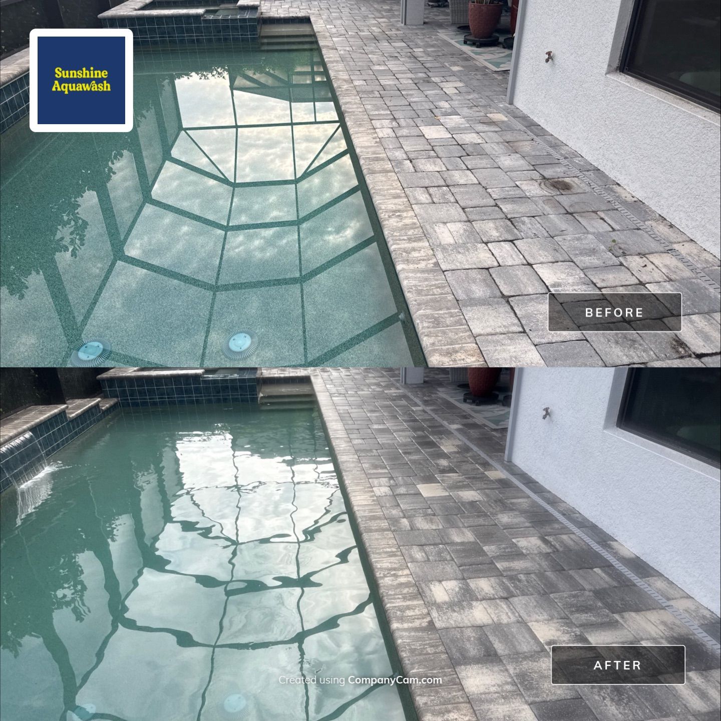 Paver Pool Deck Cleaning, Screen Enclosure & Front Entrance Cleaning – Cresswind at Lakewood Ranch, FL 34211 by Sunshine AquaWash