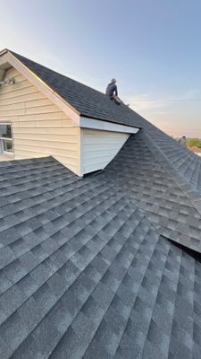 Residential Roofing Installation using GAF Timberline HDZ Charcoal