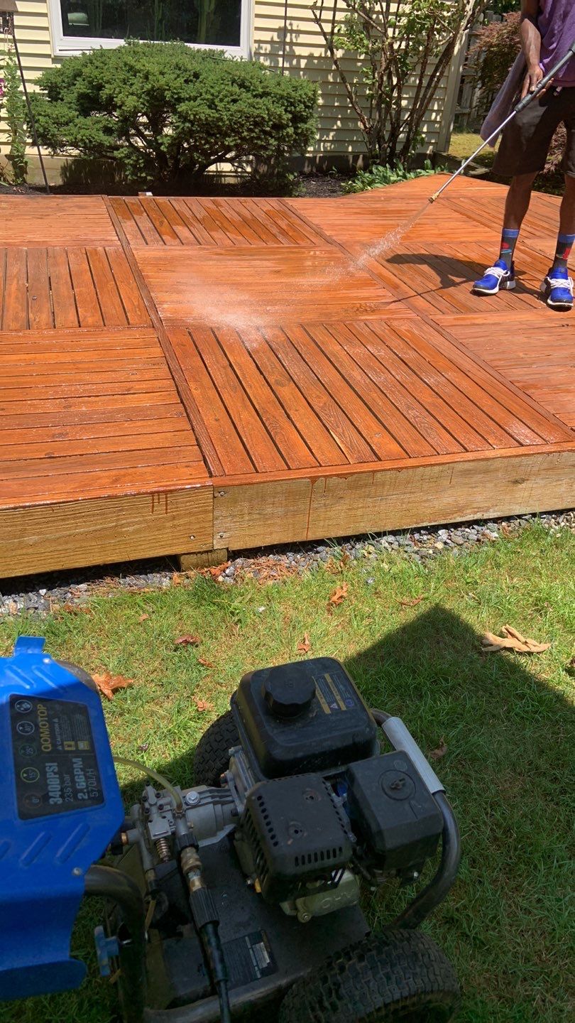 Deck Refinishing Using Powerwasher by A1 NERDY HOMES LLC