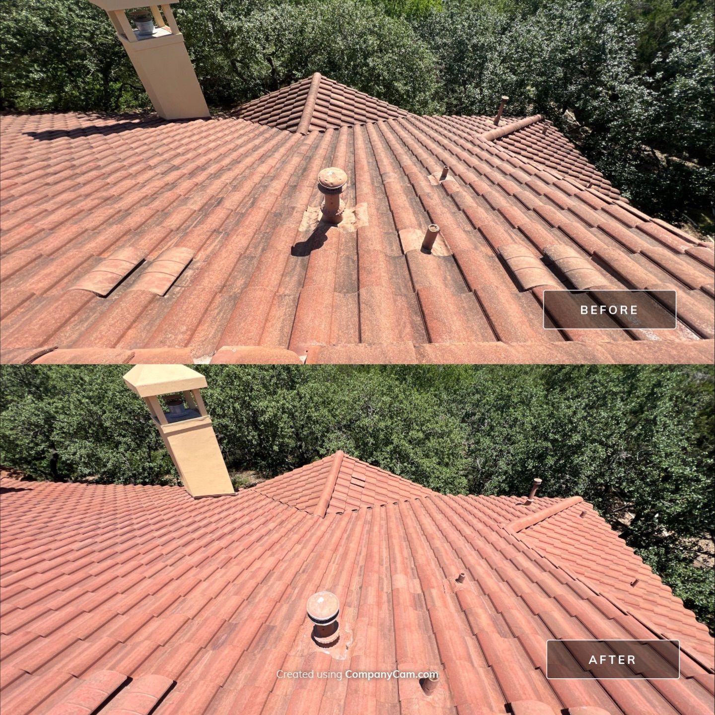 Tile Roof Wash Project in San Antonio by Bright Choice