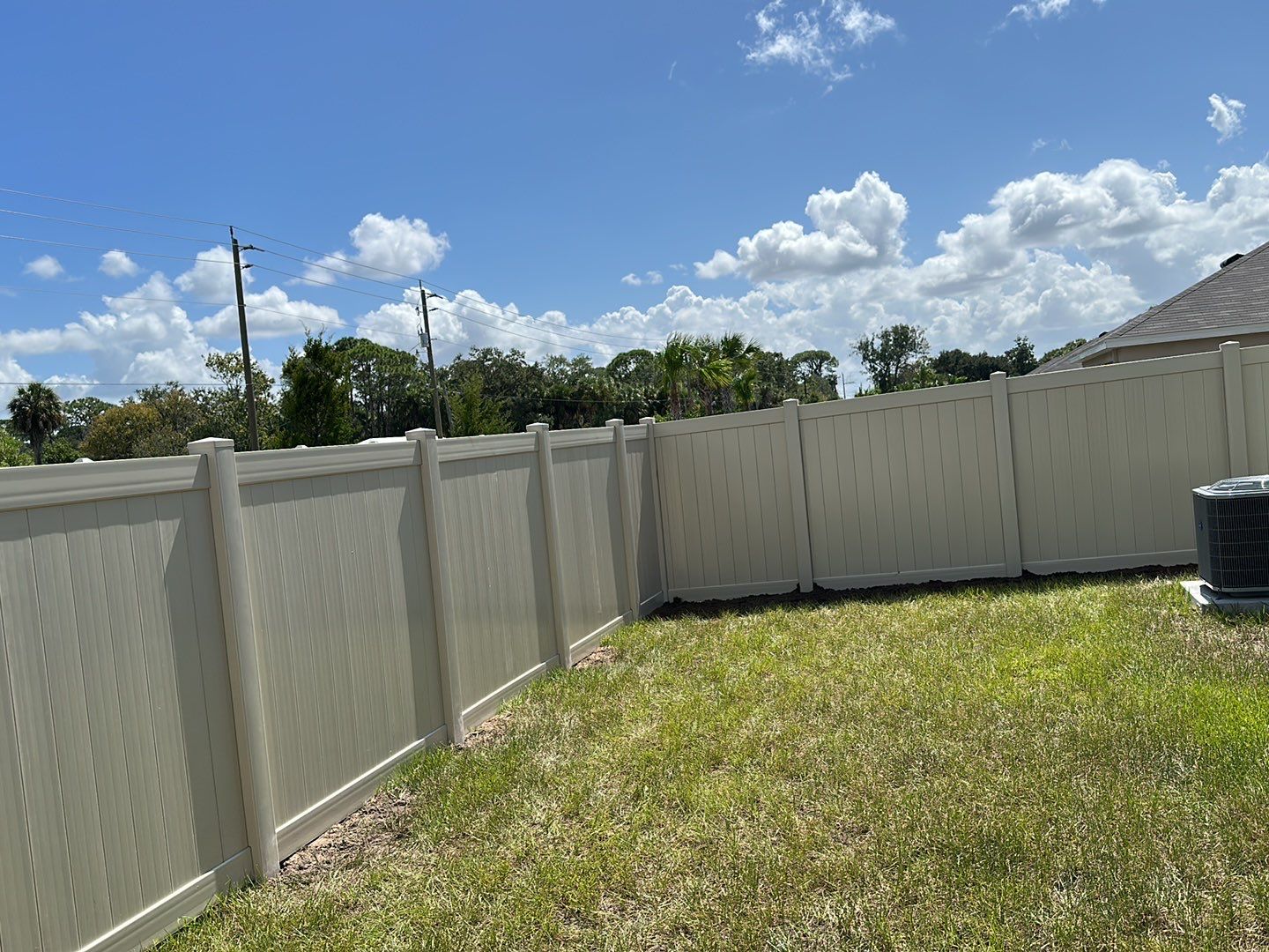 Vinyl Fence Installation using Tan Vinyl Privacy Fence by Asap fence and gates, LLC