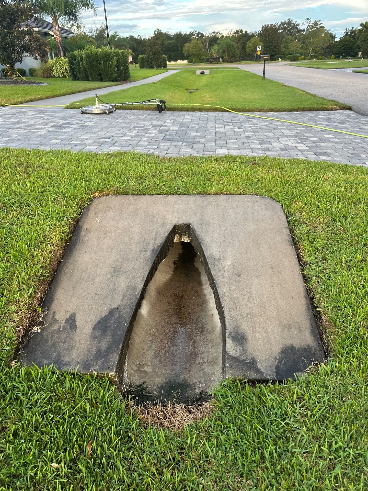 Paver Driveway, Sidewalk, and Culvert Cleaning in Winding River Community, Bradenton, FL by Sunshine AquaWash