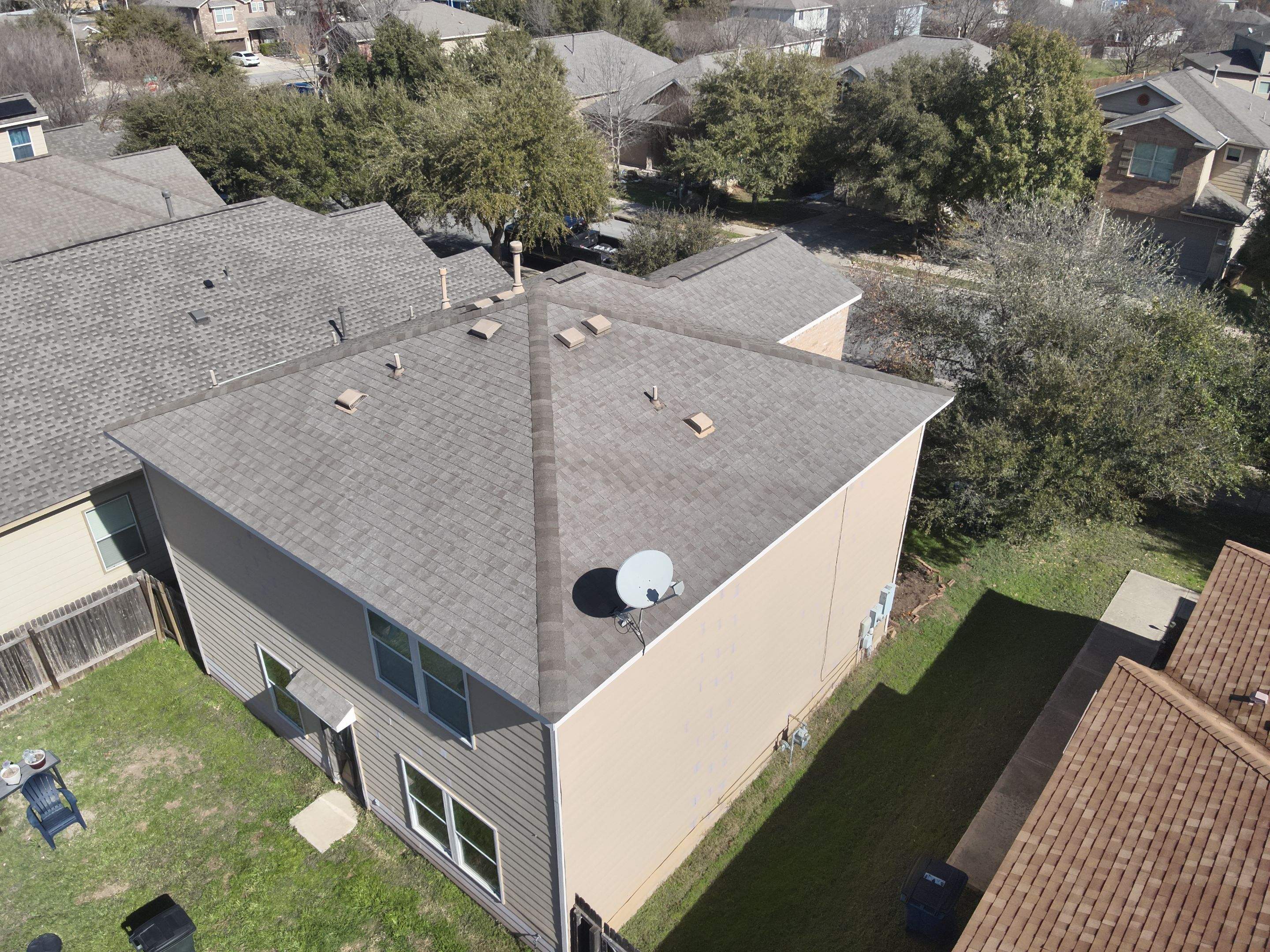 Residential Roof Replacement using Owens Corning - Duration - Driftwood by Action Exteriors Austin