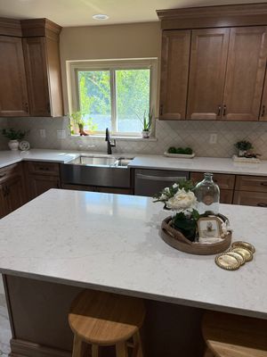 Windcrest Kitchen Remodel Peninsula to Island Before and After