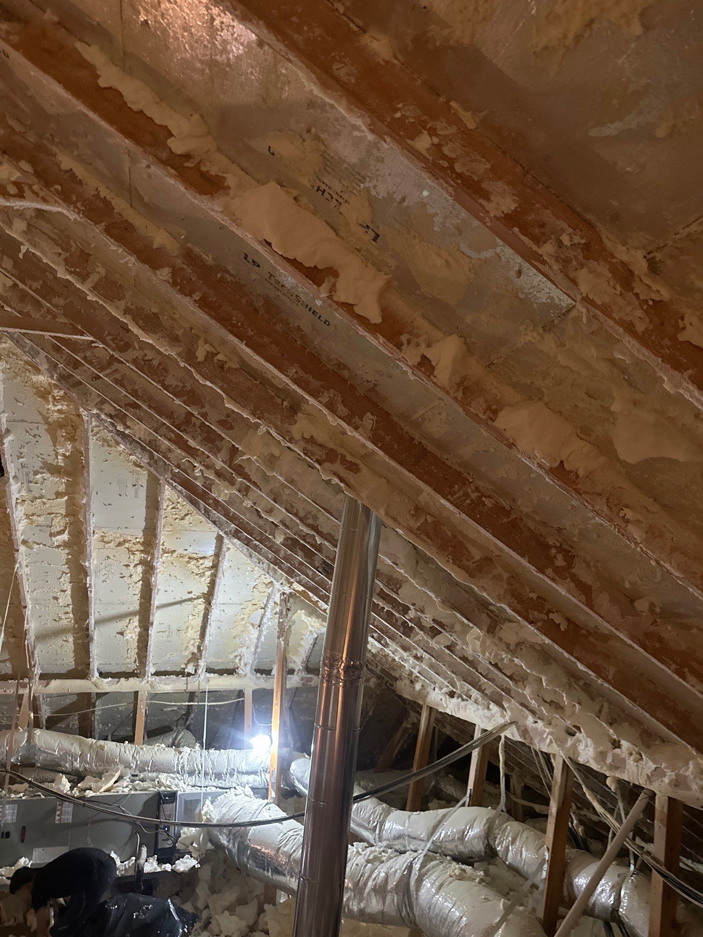 Spray foam insulation removal & re spray by Apex Insulation Solutions