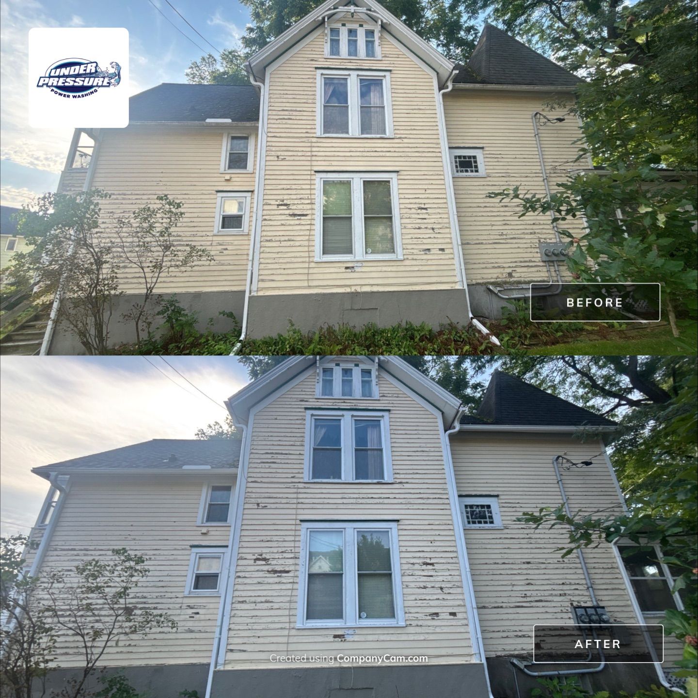Full exterior wood softwashing cleaning in Madison for paint prep!