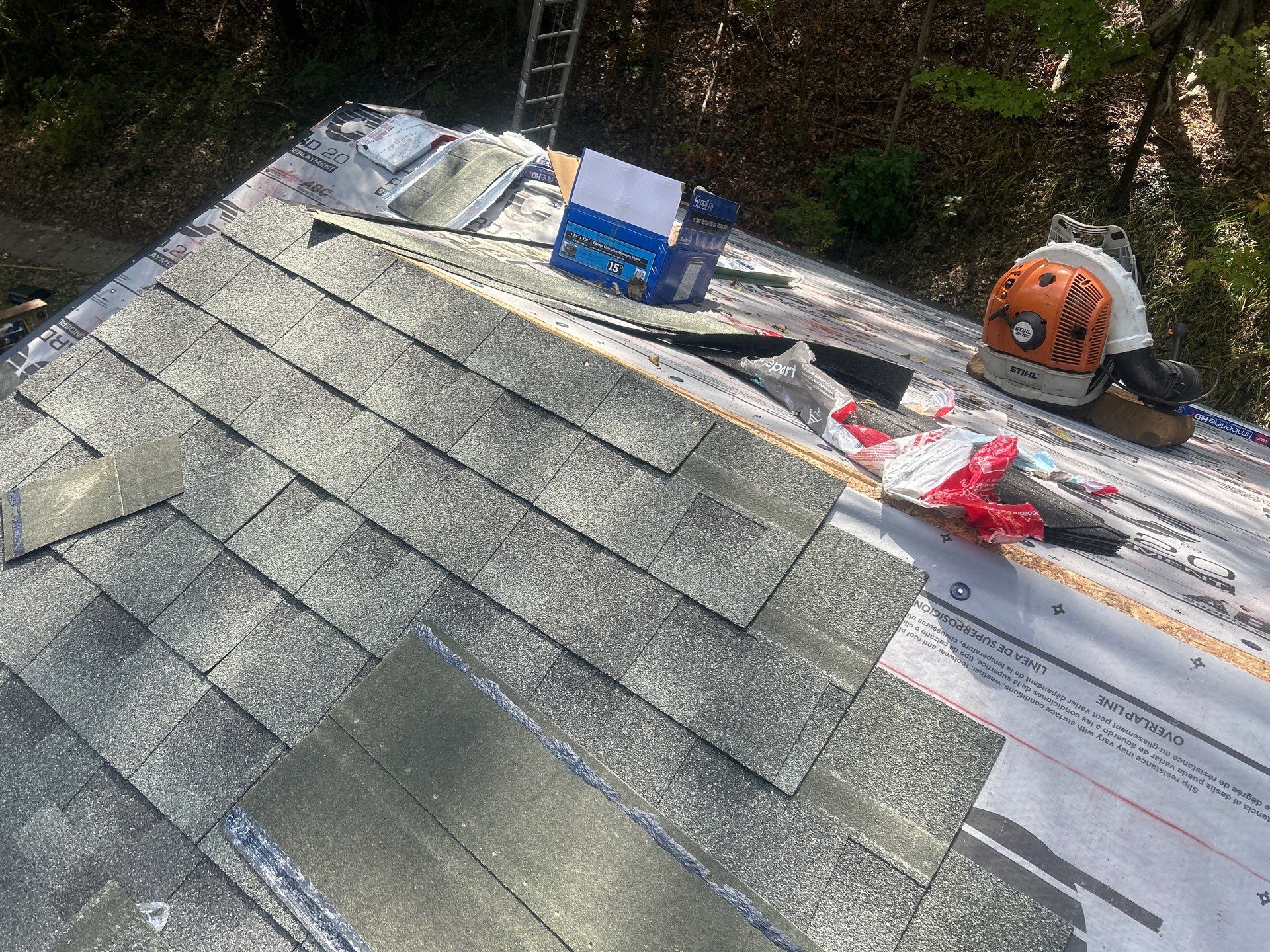 Residential Roofing Installation using GAF Timberline HDZ Williamsburg Slate by Rainstoppers Roofing
