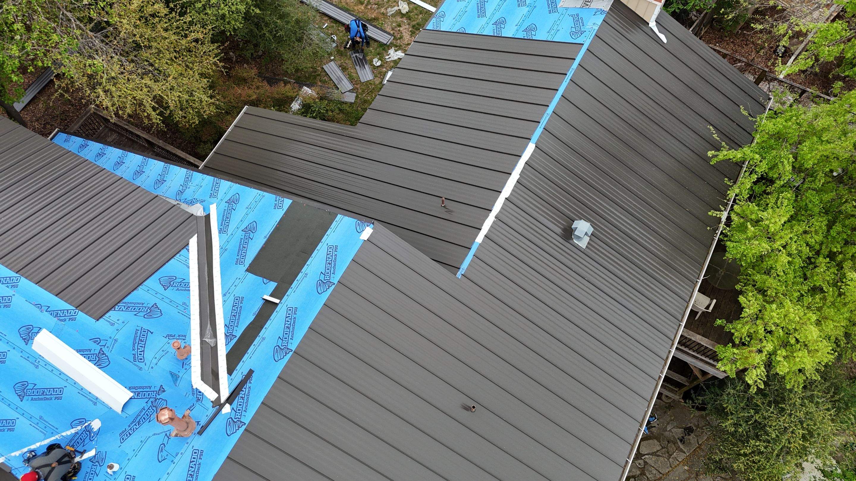 Dark Bronze - L&A Standing Seam with Striations by RoofsOnly.com