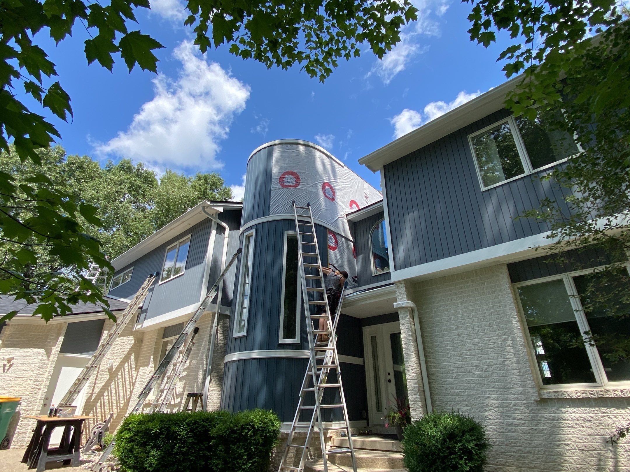 Siding Replacement using CertainTeed Board & Batten Pacific Blue by 180 Contractors