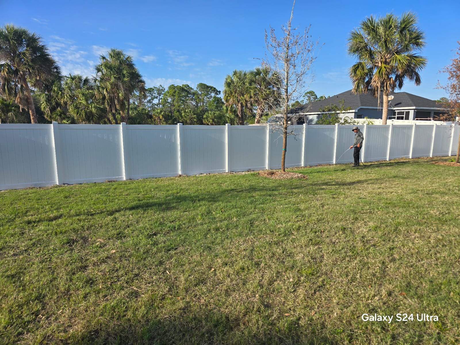 Residential White Vinyl Privacy Fence Installation in North Port by True Fence LLC