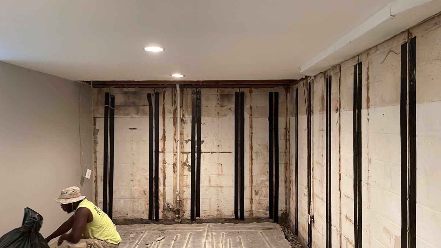 Embedded Fiber Reinforcement and Basement Waterproofing using GrateDrain Waterproofing System by Toledo Basement Repair