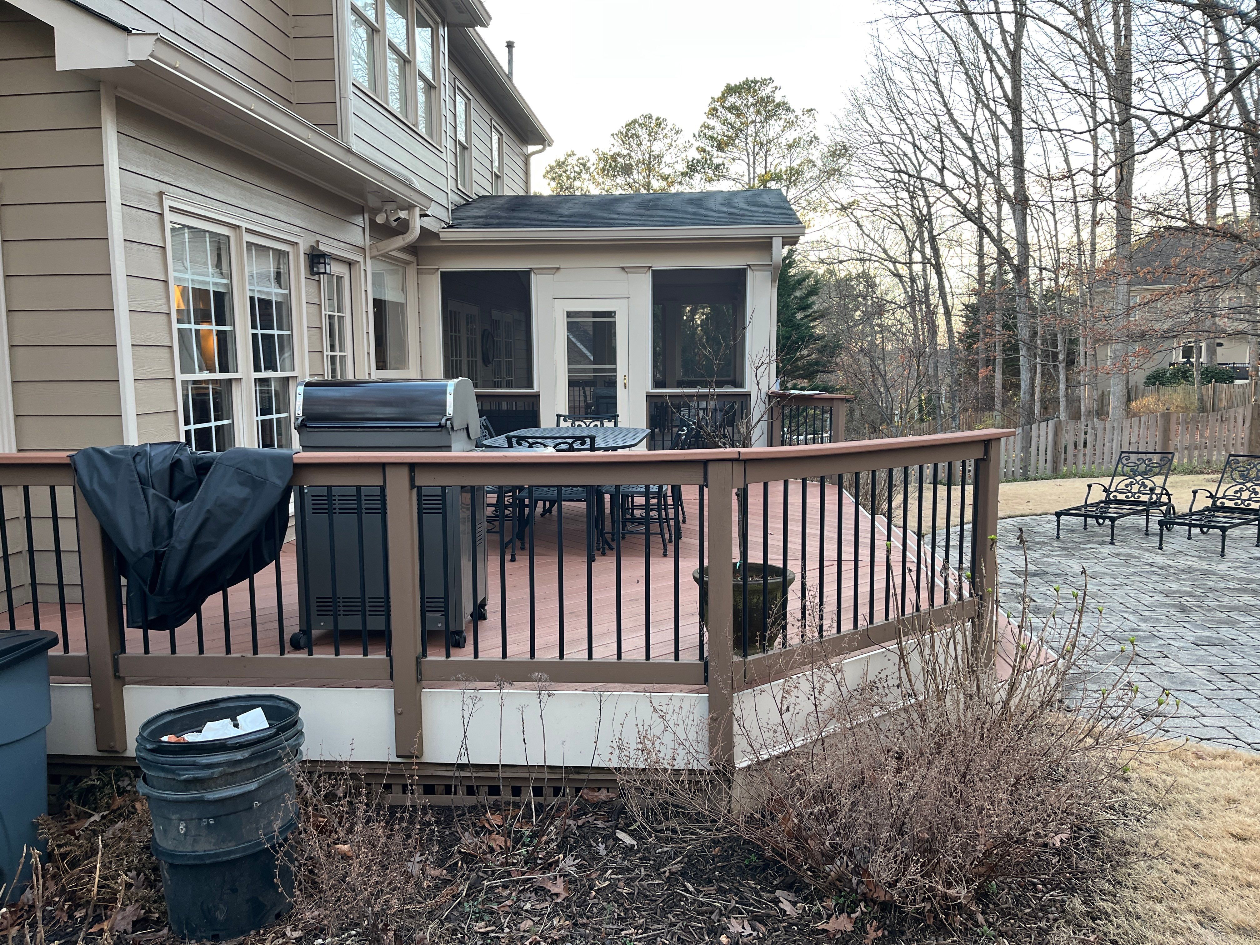 James Hardie Siding Install, Rotten Wood Replacement, Trex Deck Resurface, and Exterior Paint Project in Roswell, GA by Nelson Exteriors 