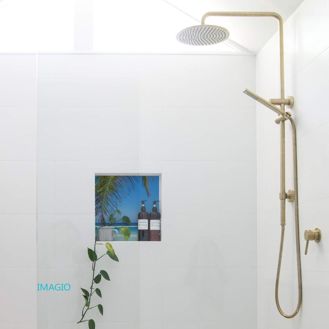 Bathroom Remodel using IMAGIO Glass Shower Wall & Accents by IMAGIO