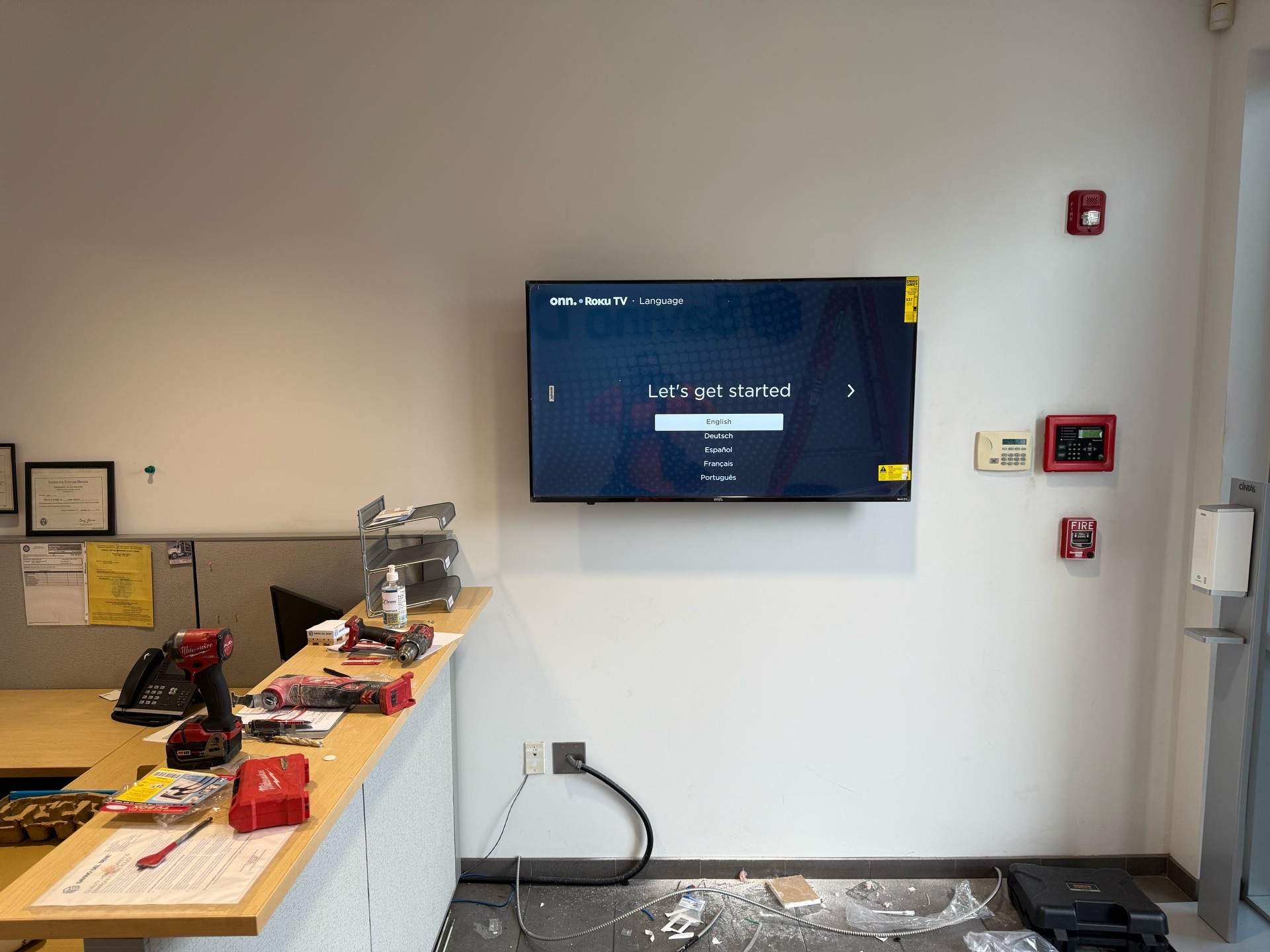 Lobby TV Installation Project – International Warehouse Facility, Compton, CA by Ring and Ping Inc.