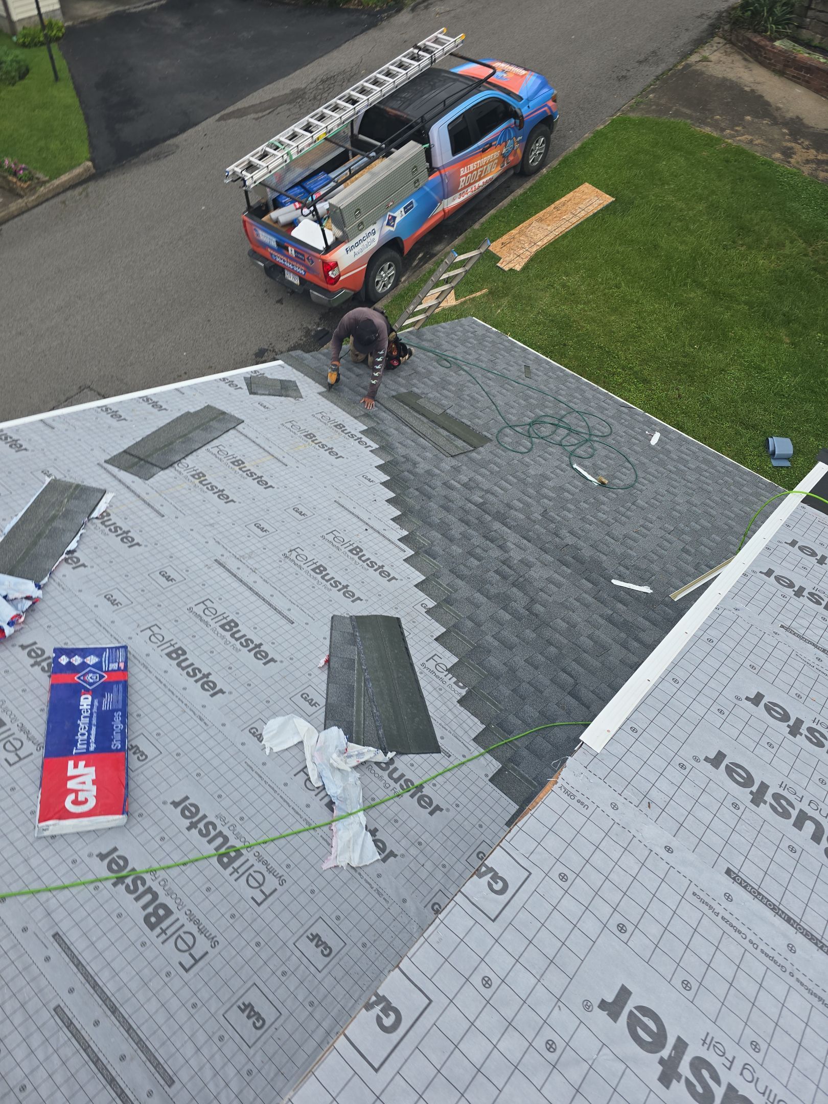 Residential Roofing Installation using GAF Timberline HDZ Oyster Grey by Rainstoppers Roofing