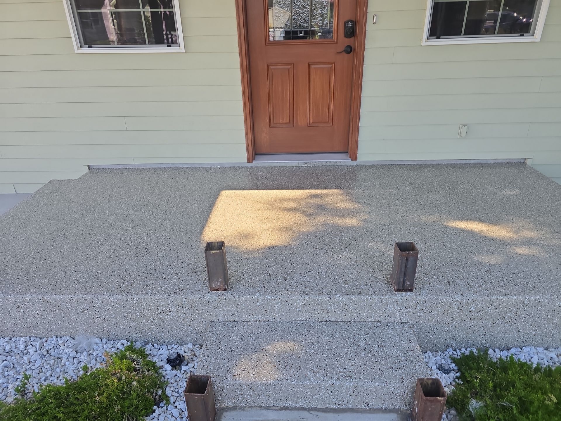 Front Porch and Entryway Transformation With Pebble Beach Flake Coating by Croc Coatings, LLC