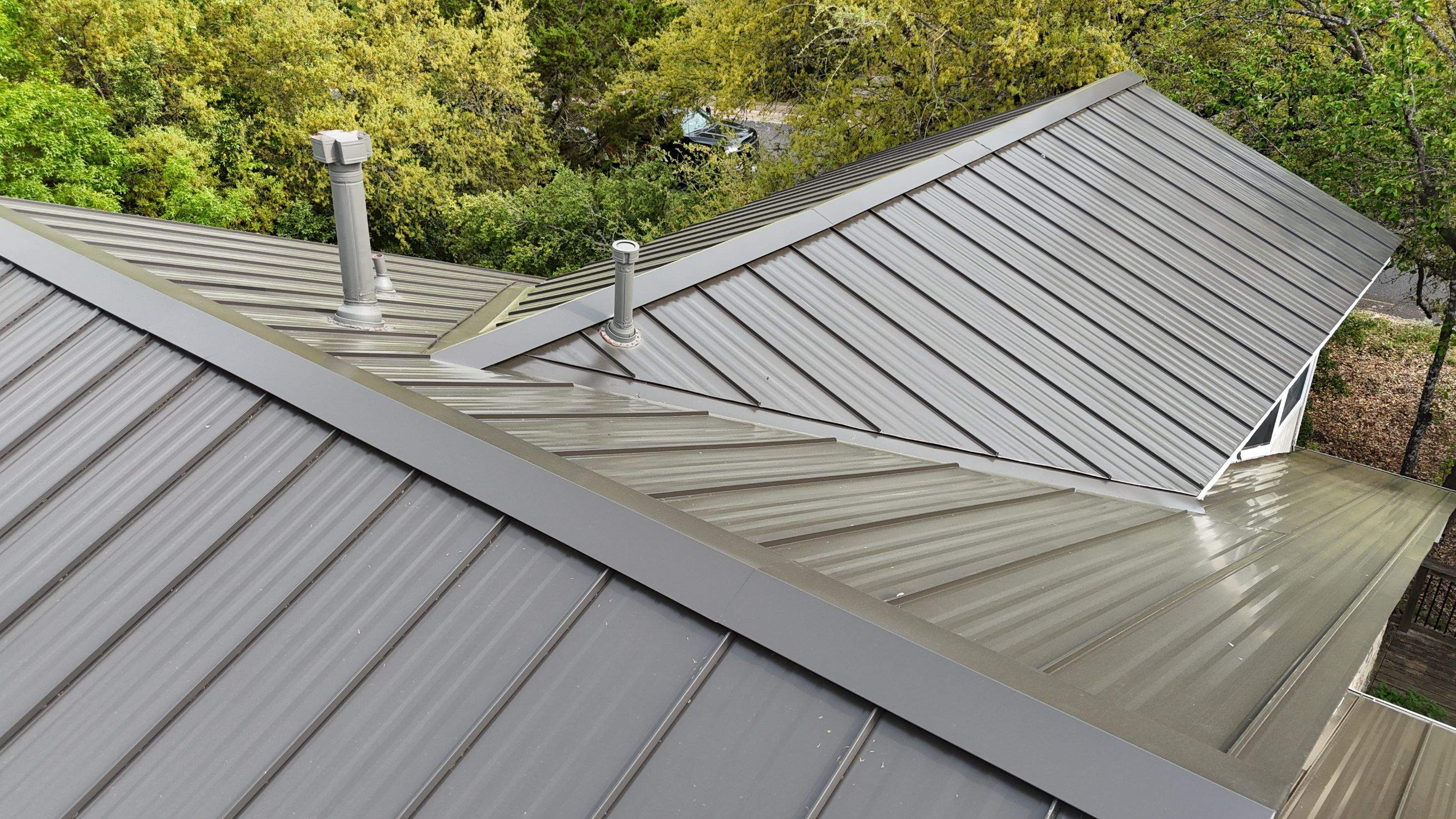 Dark Bronze - L&A Standing Seam with Striations by RoofsOnly.com