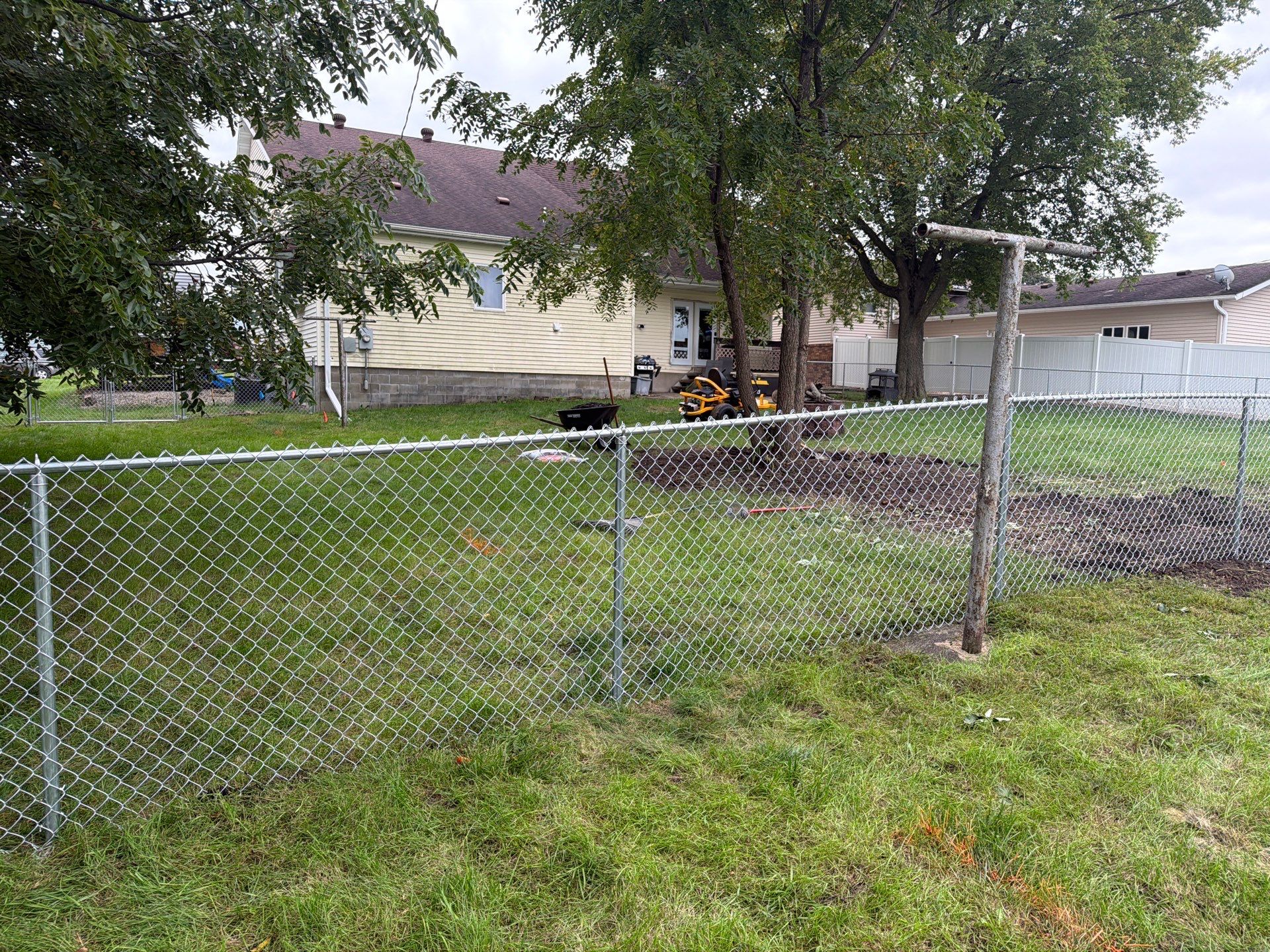 Tripoli Residential Galvanized Chain Link Fence with Double Gates by Perfect Picket Fence and Stain