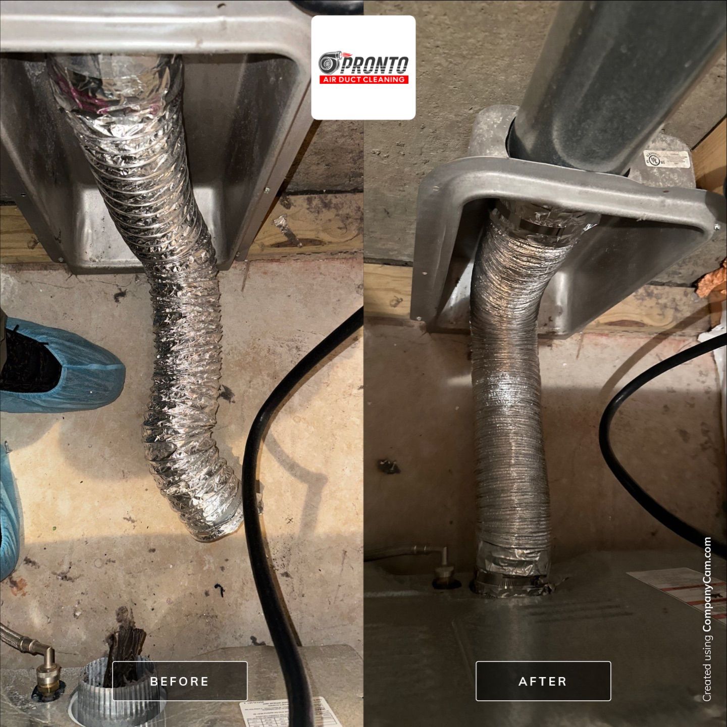 dryer vent cleaning using Compressed air by Pronto Air Duct Cleaning