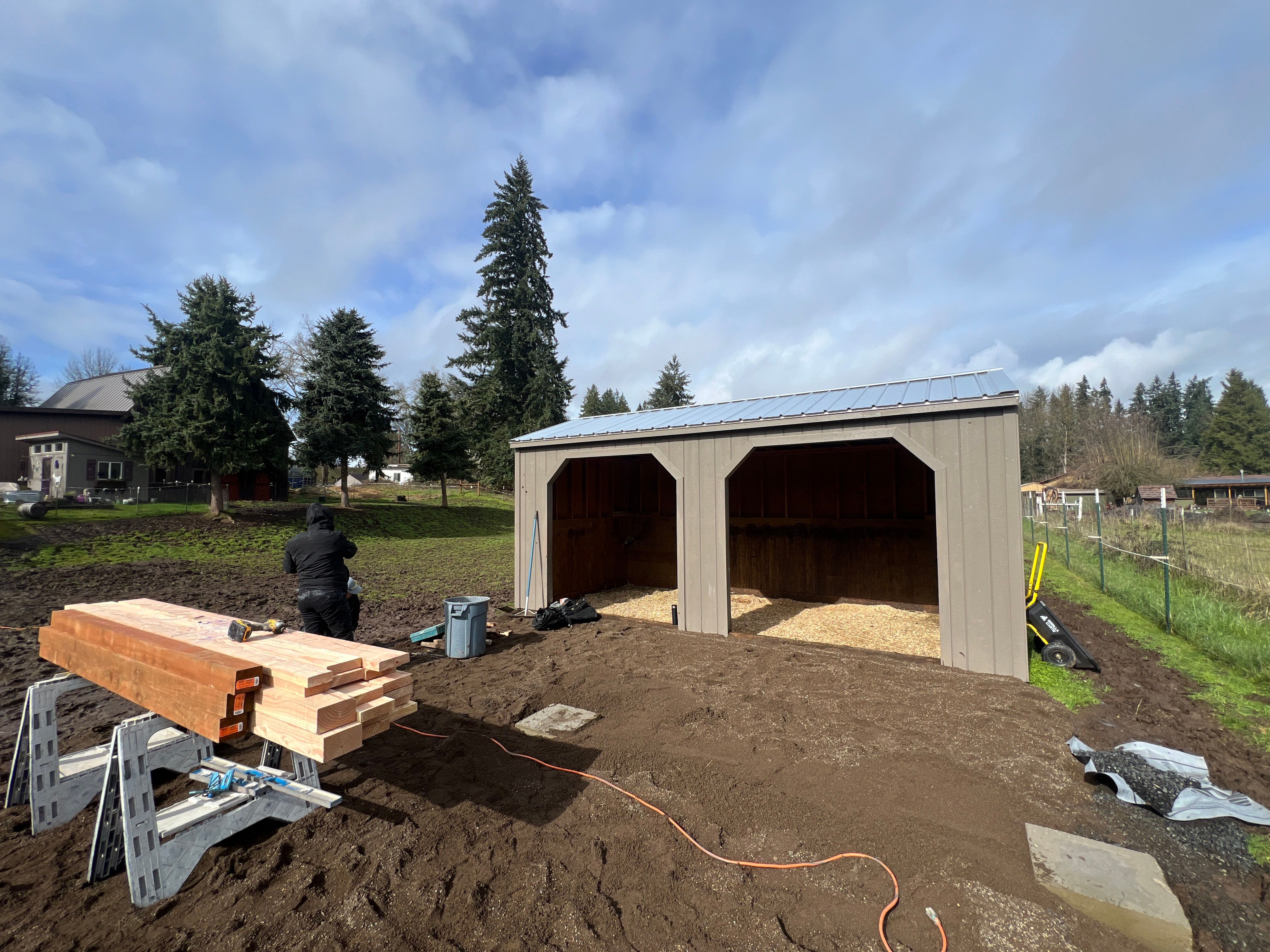 Shed Cover using Pressure Treated Posts by Villegas Remodeling, LLC
