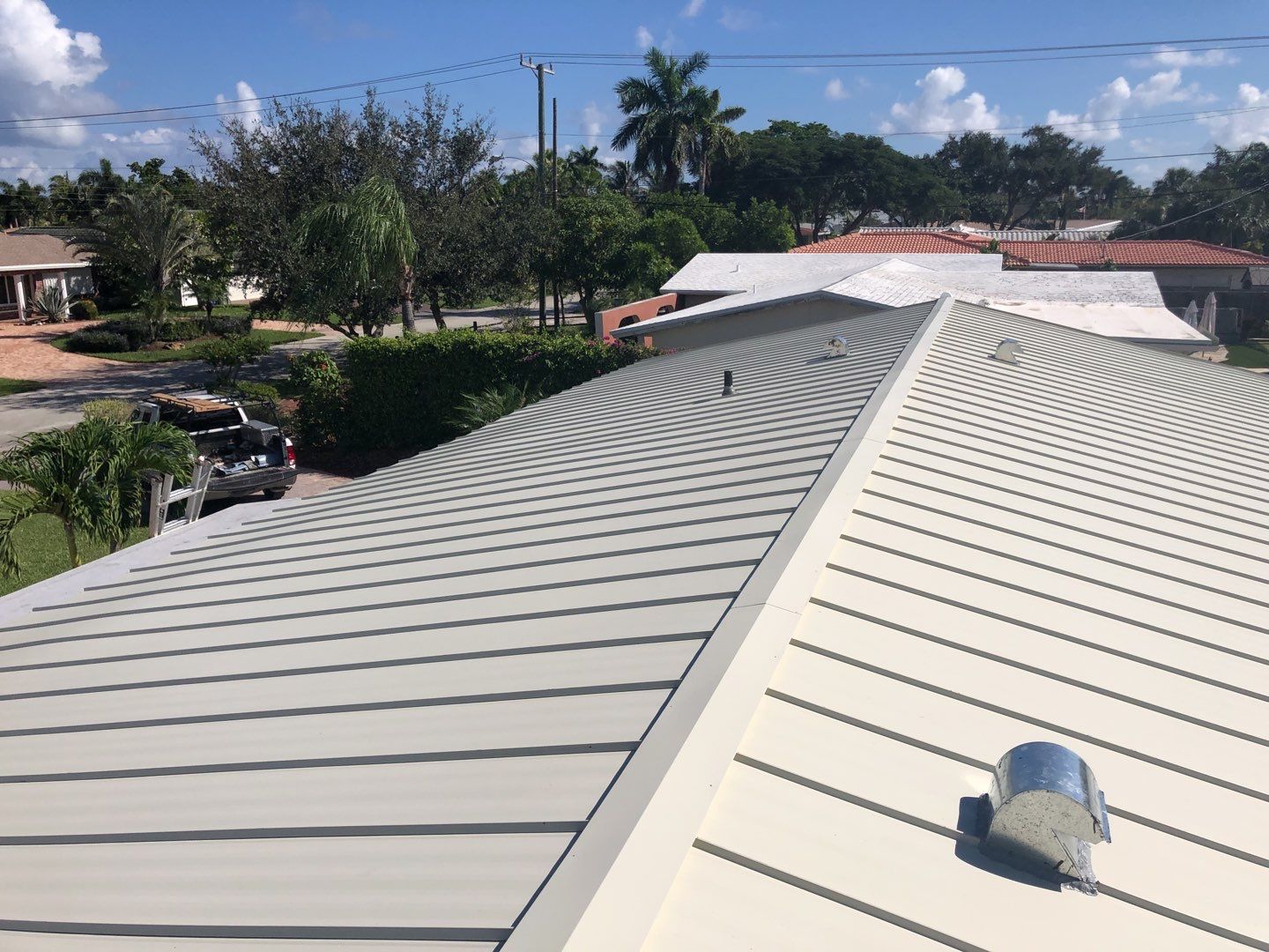 Residential Roofing Installation using 1" Nail strip metal roof by BLUES BROTHERS ROOFING