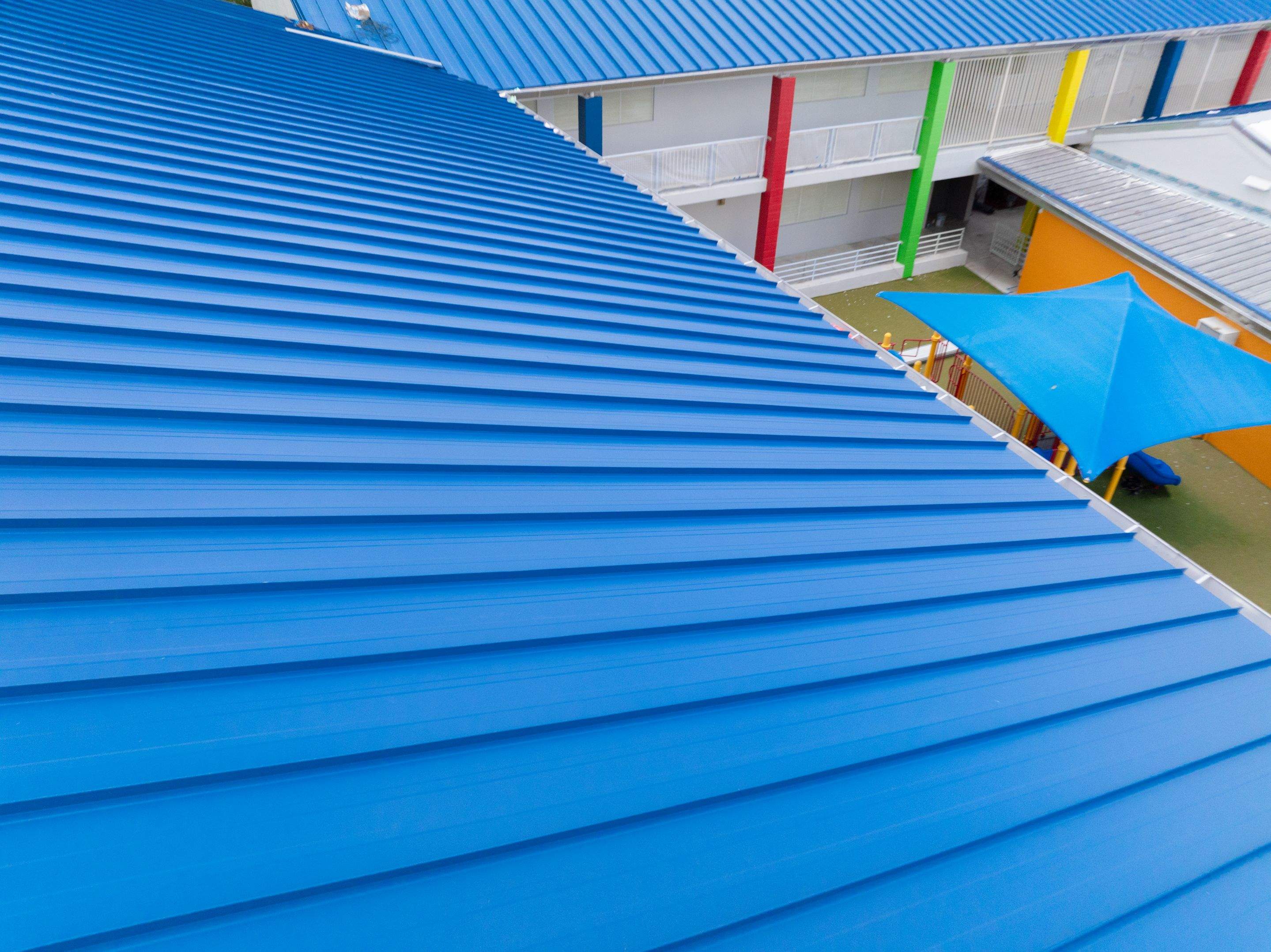 24ga 1.5" Mechanical Seam Slate Blue by Total Roofing System The Metal Roof Experts