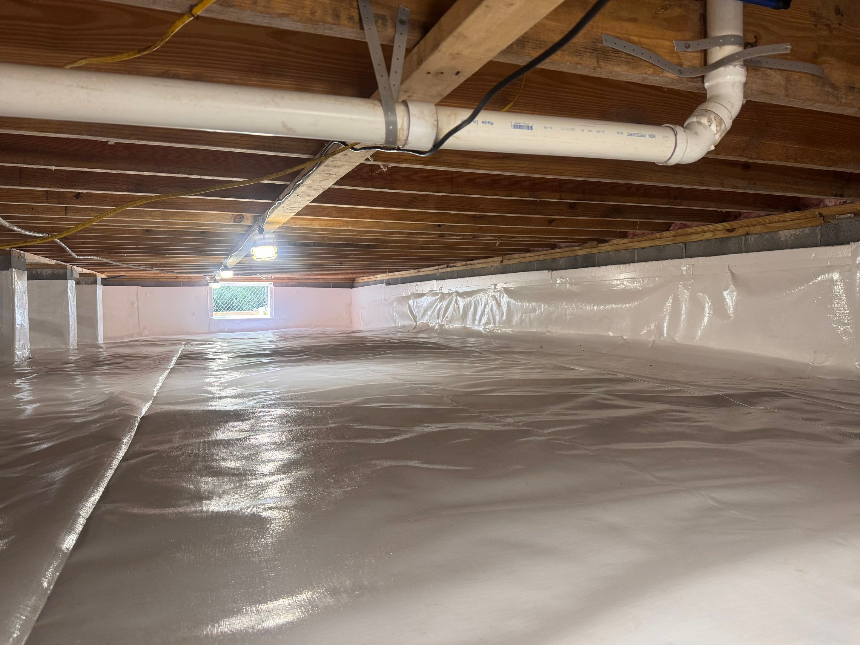 Premium Encapsulation with 20Mil, Borafoam insulation and Light System. by Impact Crawlspace
