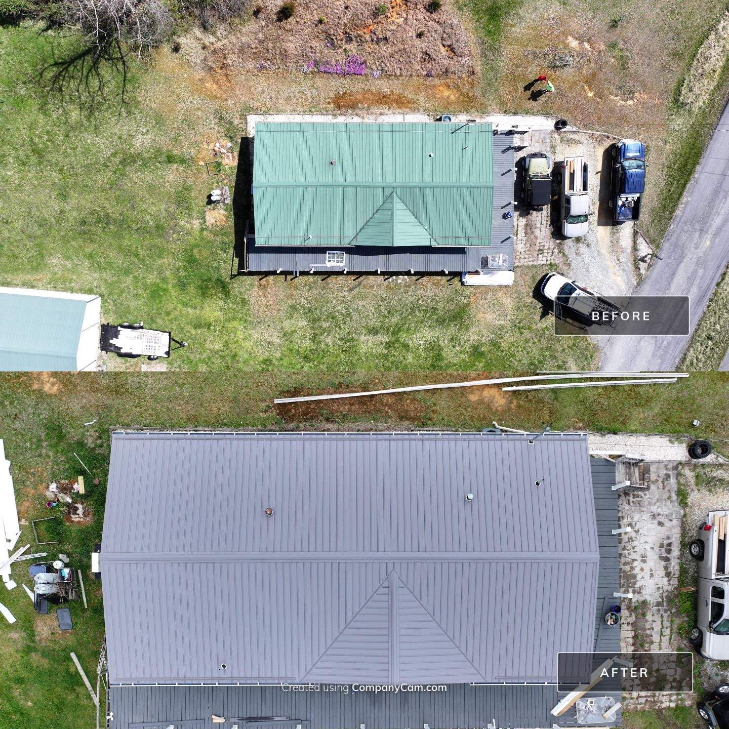 Charcoal Gray Textured Metal Roof by Omnia Roofing