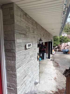 Damascus Garage Exterior Repair and Stacked Stone Veneer Installation