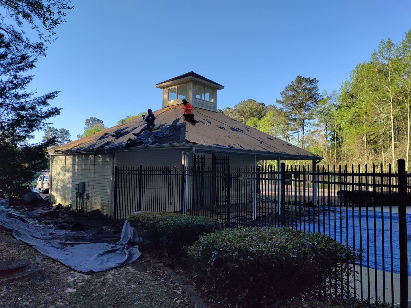 Pool House Roof Replacement using Owens Corning Onyx Black by Inspector Roofing and Restoration